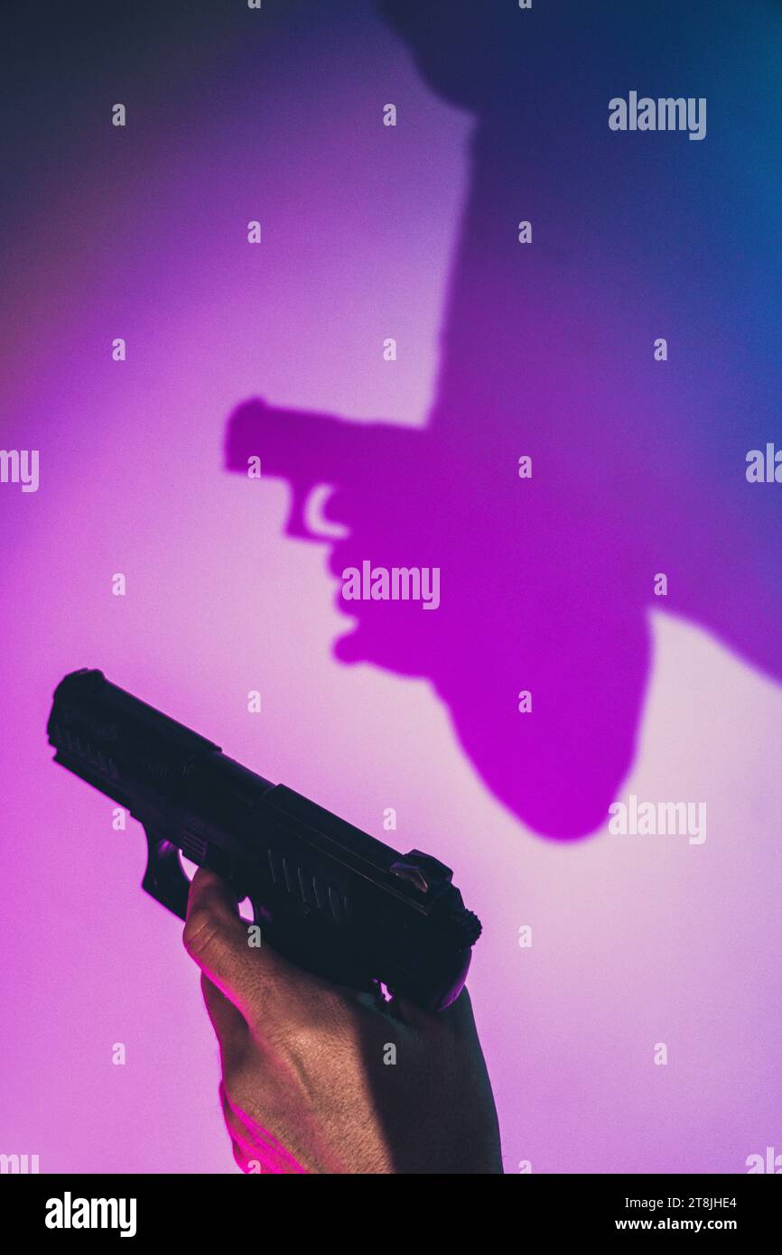 Pistol gun artistic photograph book cover design. Stock Photo