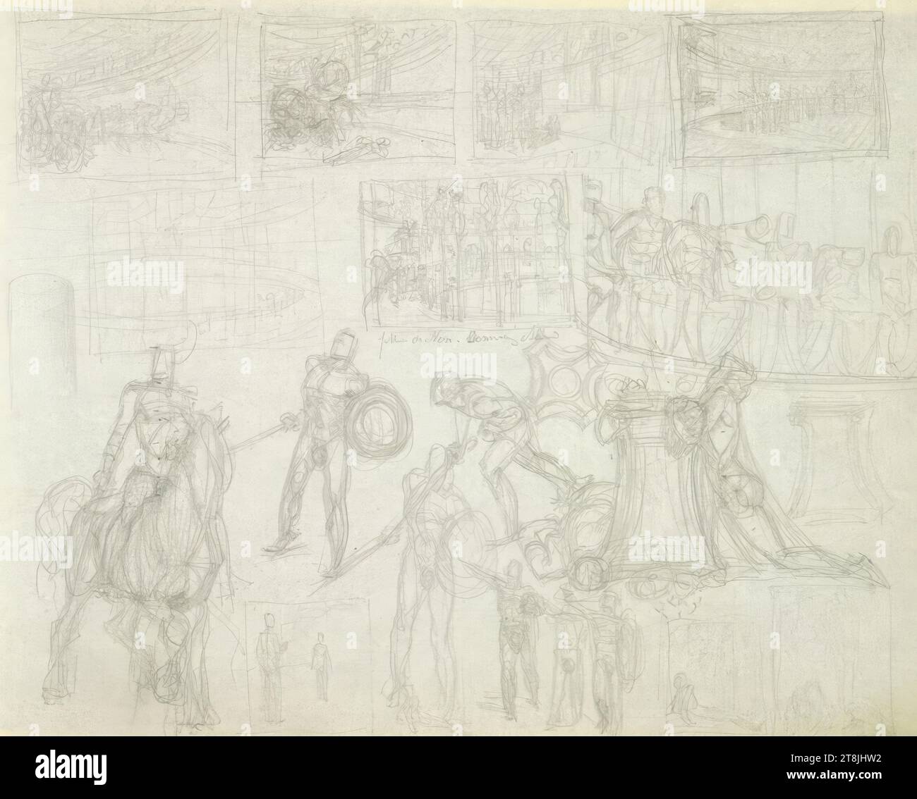 Various sketches, sketchpad with 100 paginated pages, Alexander Rothaug ...