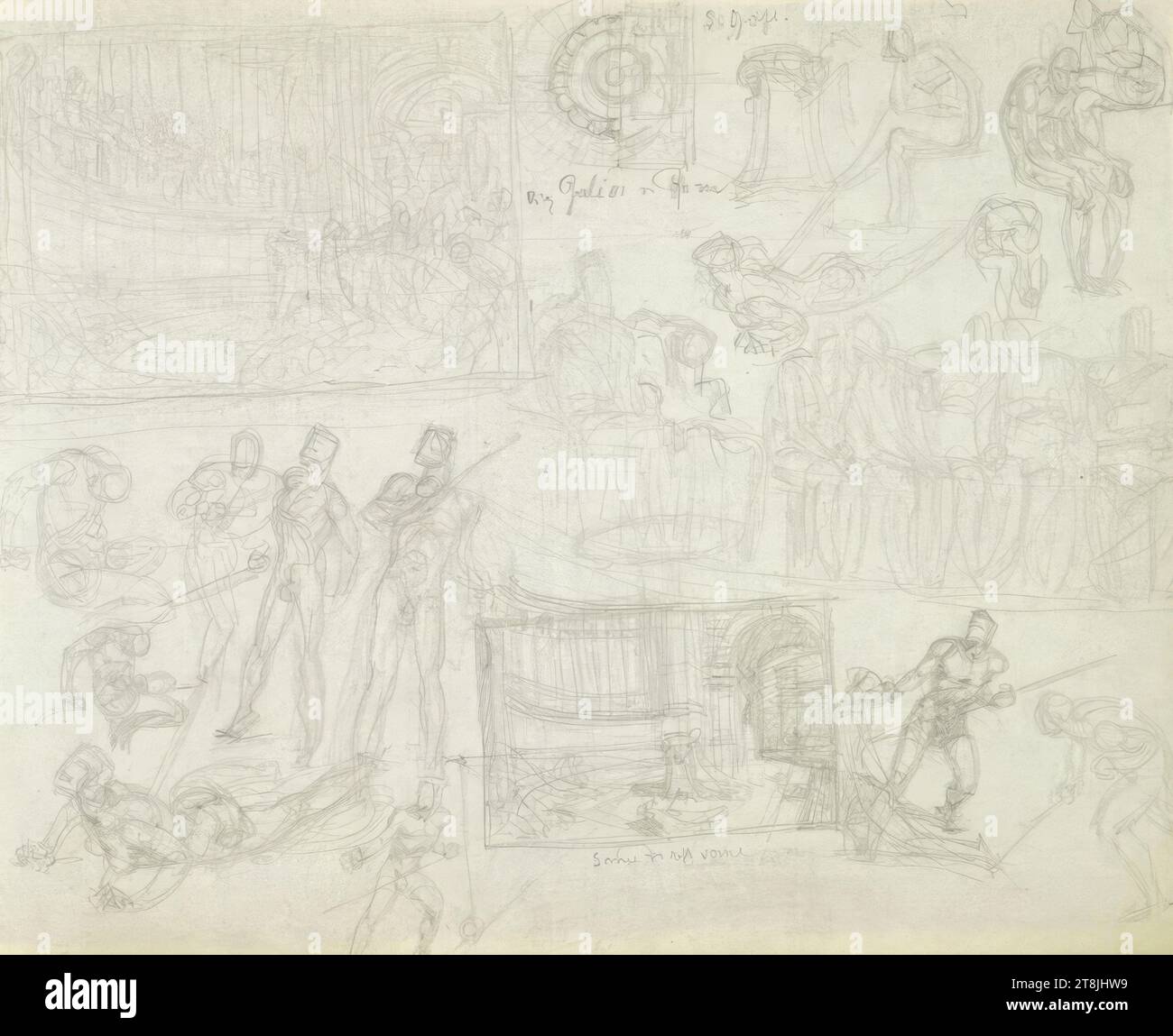 Various sketches, sketchpad with 100 paginated pages, Alexander Rothaug ...