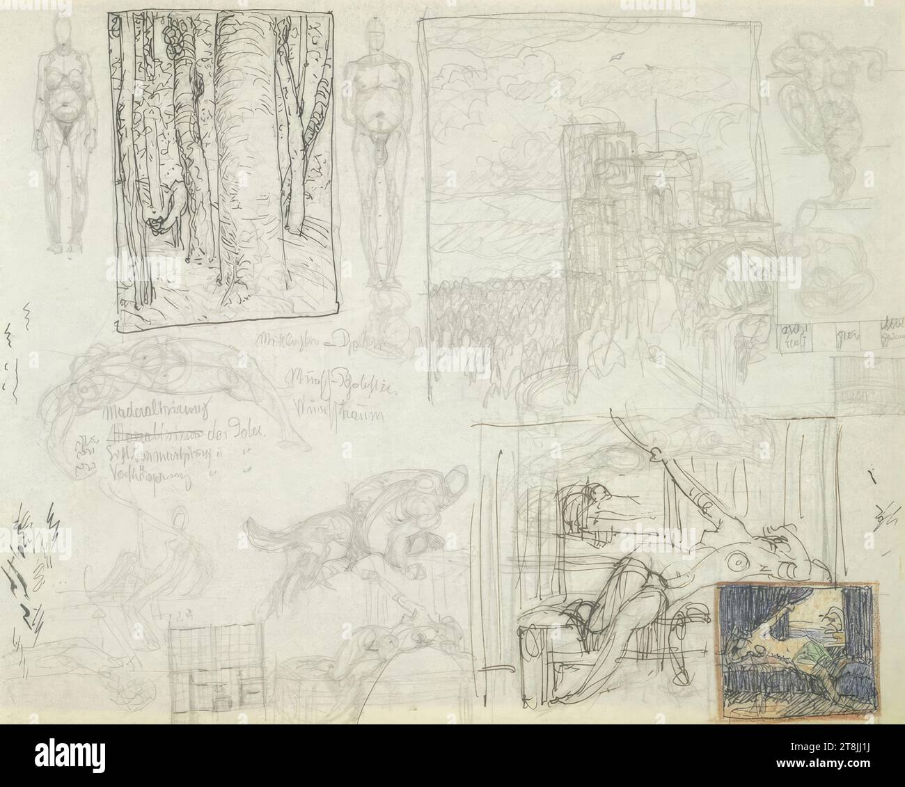 Various sketches, sketchpad with 100 paginated pages, Alexander Rothaug ...