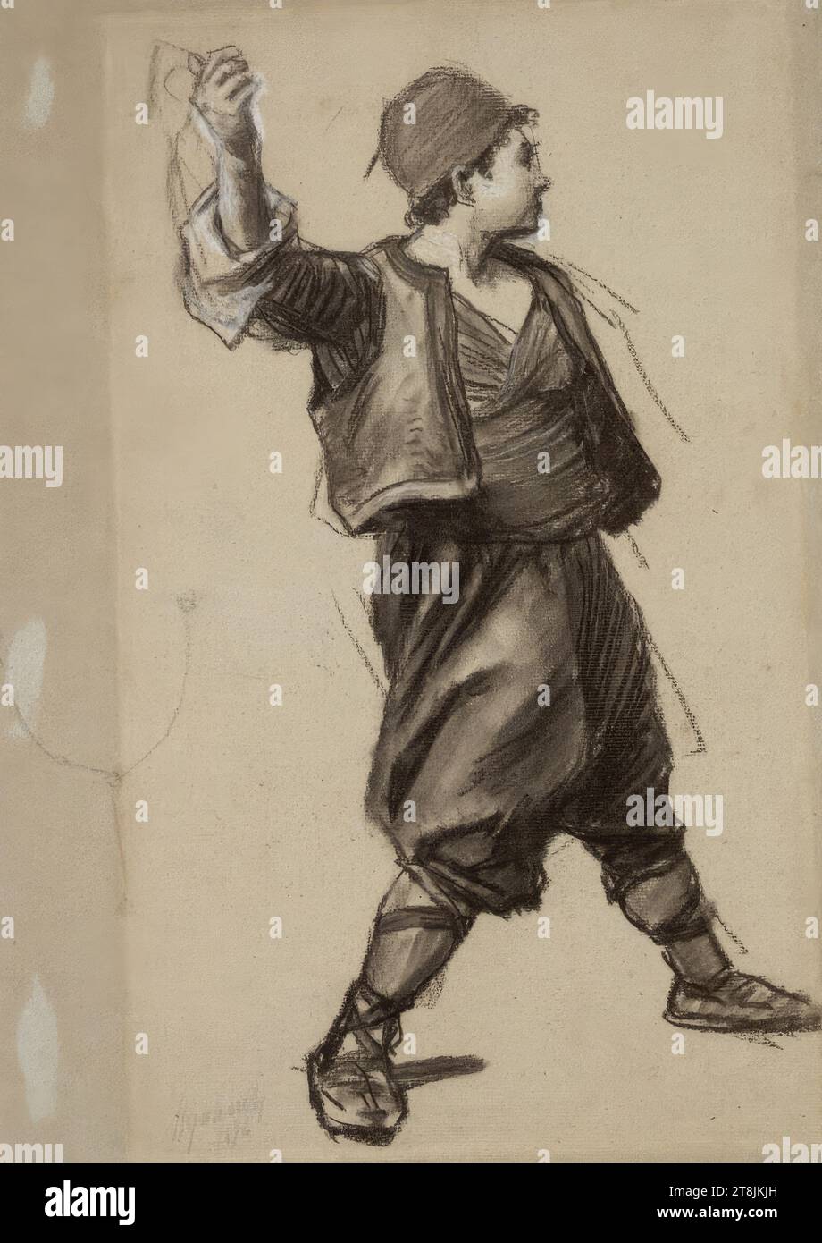 Standing oriental boy, Felician von Myrbach-Rheinfeld, Zaleszczyki, Galicia, 1853 - 1940 Klagenfurt, 1896, drawing, chalk, 44.2 × 31 cm Stock Photo