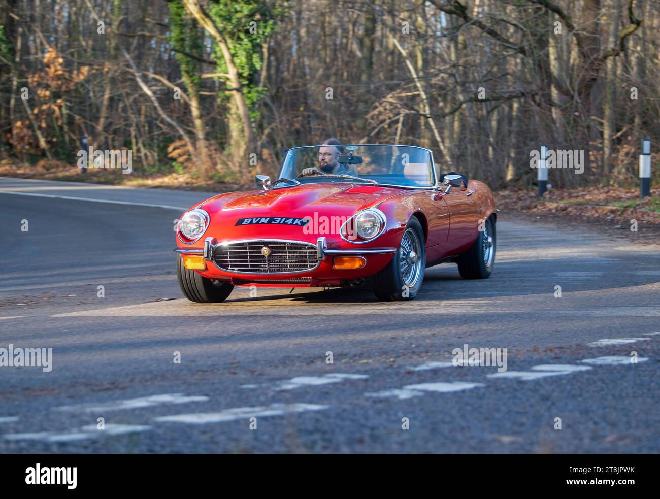 !973 Jaguar E Type Series 3 V12 classic British Sports car in red and ...