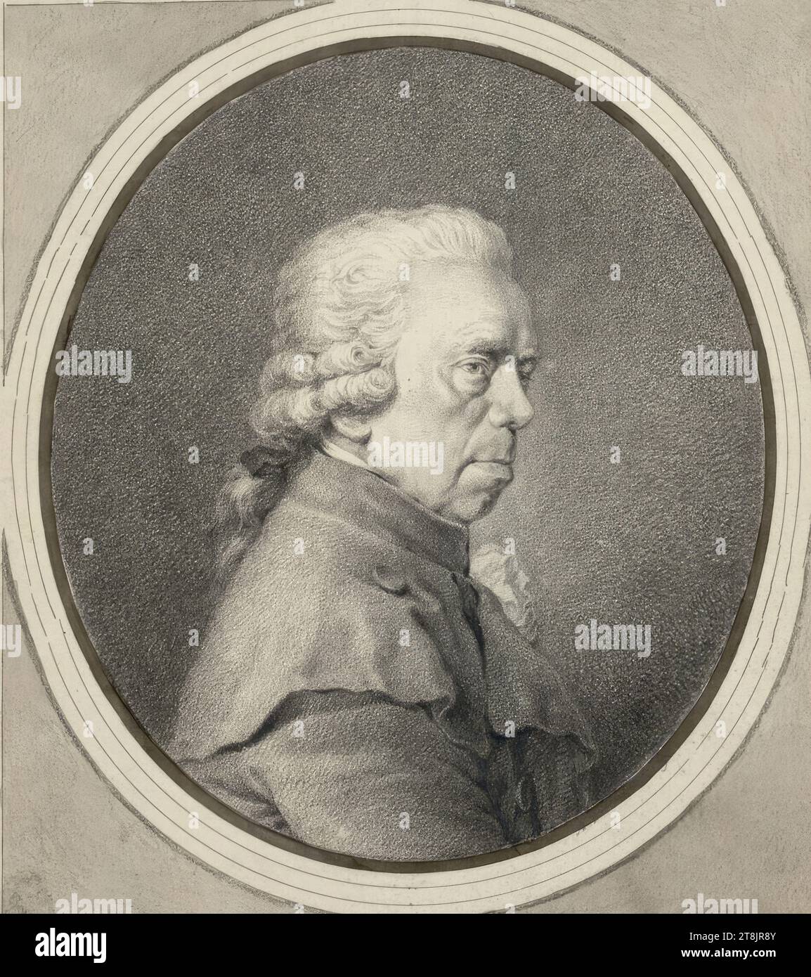Portrait de Chr. Brand, Professor del'Academie à Vienne, Johann Adam von Bartsch, Vienna 1757 - 1821 Vienna, drawing, black stone chalk, 23 x 20.2 cm, l.l. Duke Albert of Saxe-Teschen, Austria Stock Photo