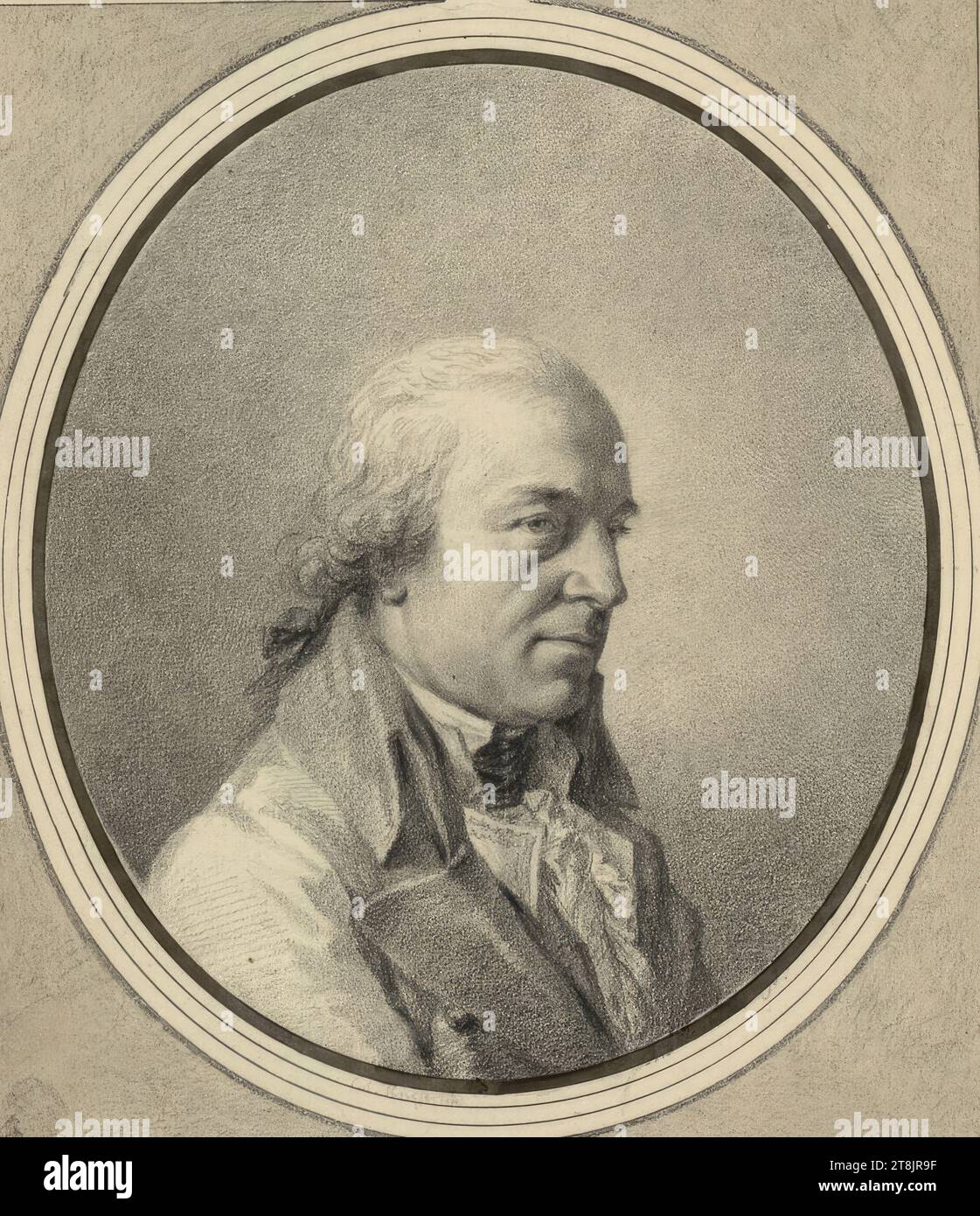 Portrait du Général Knesevich, Johann Adam von Bartsch, Vienna 1757 - 1821 Vienna, drawing, black stone chalk, 24 x 20.8 cm, l.l. Duke Albert of Saxe-Teschen, Austria Stock Photo