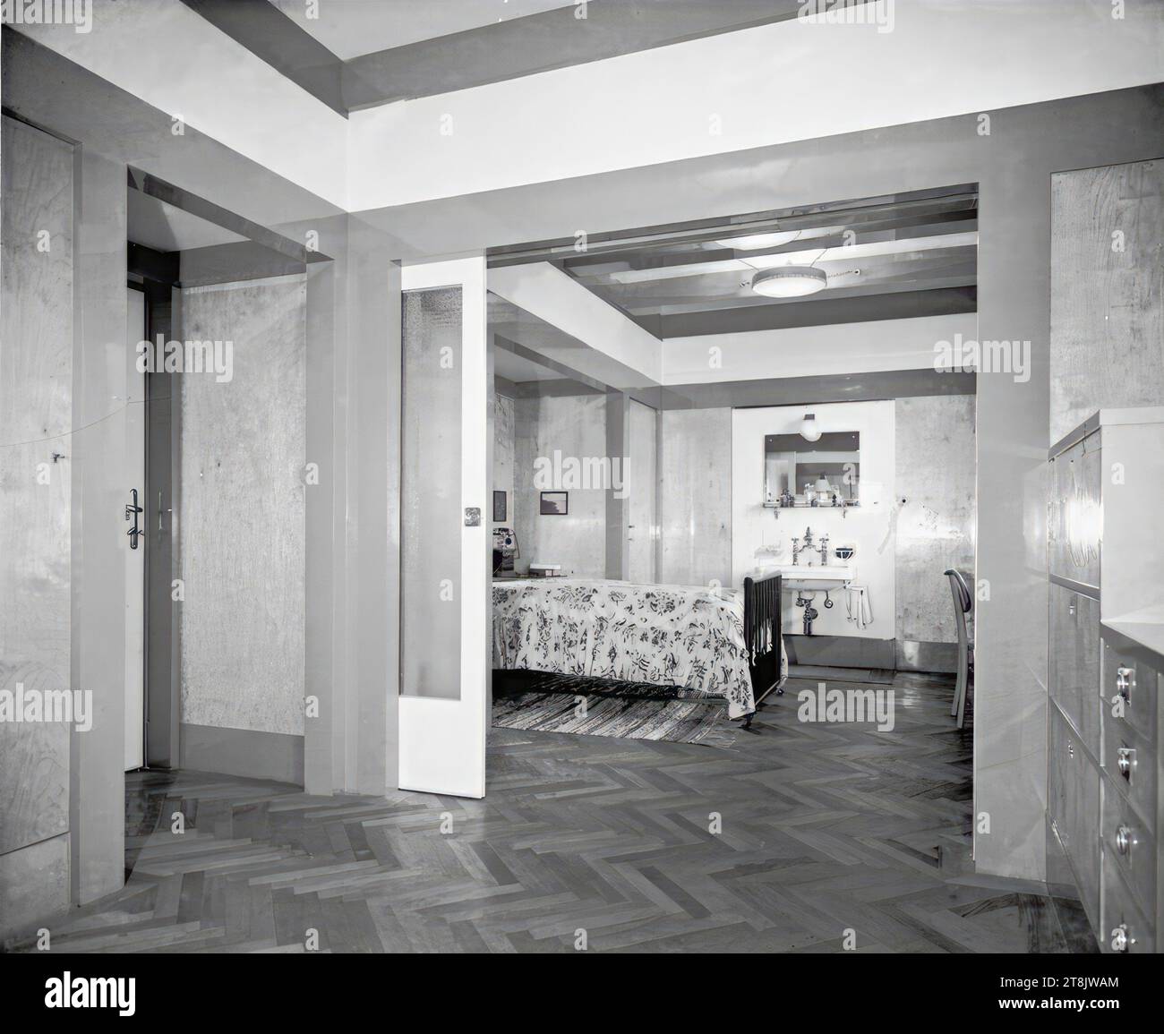 Country house Paul Khuner, Kreuzberg 60, Payerbach, Lower Austria, bedroom with anteroom, 1929-1930, photo 1930, negative, glass negative, plate: 18 x 24 cm Stock Photo