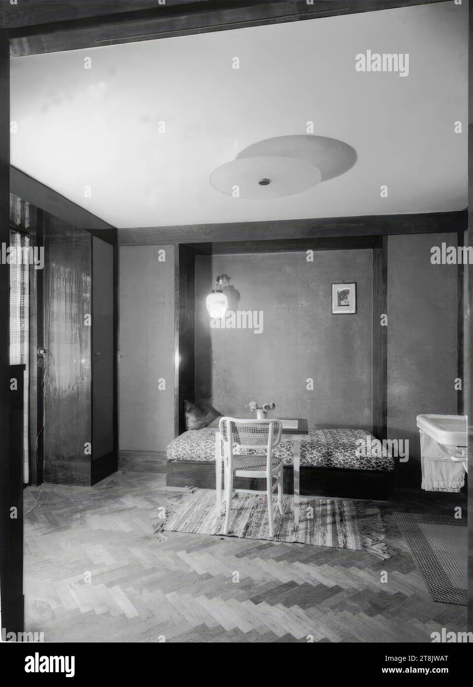 Country house Paul Khuner, Kreuzberg 60, Payerbach, Lower Austria, bedroom of Hilde Khuner, 1929-1930; Photo taken in 1930, negative, glass negative, plate: 24 x 18 cm Stock Photo