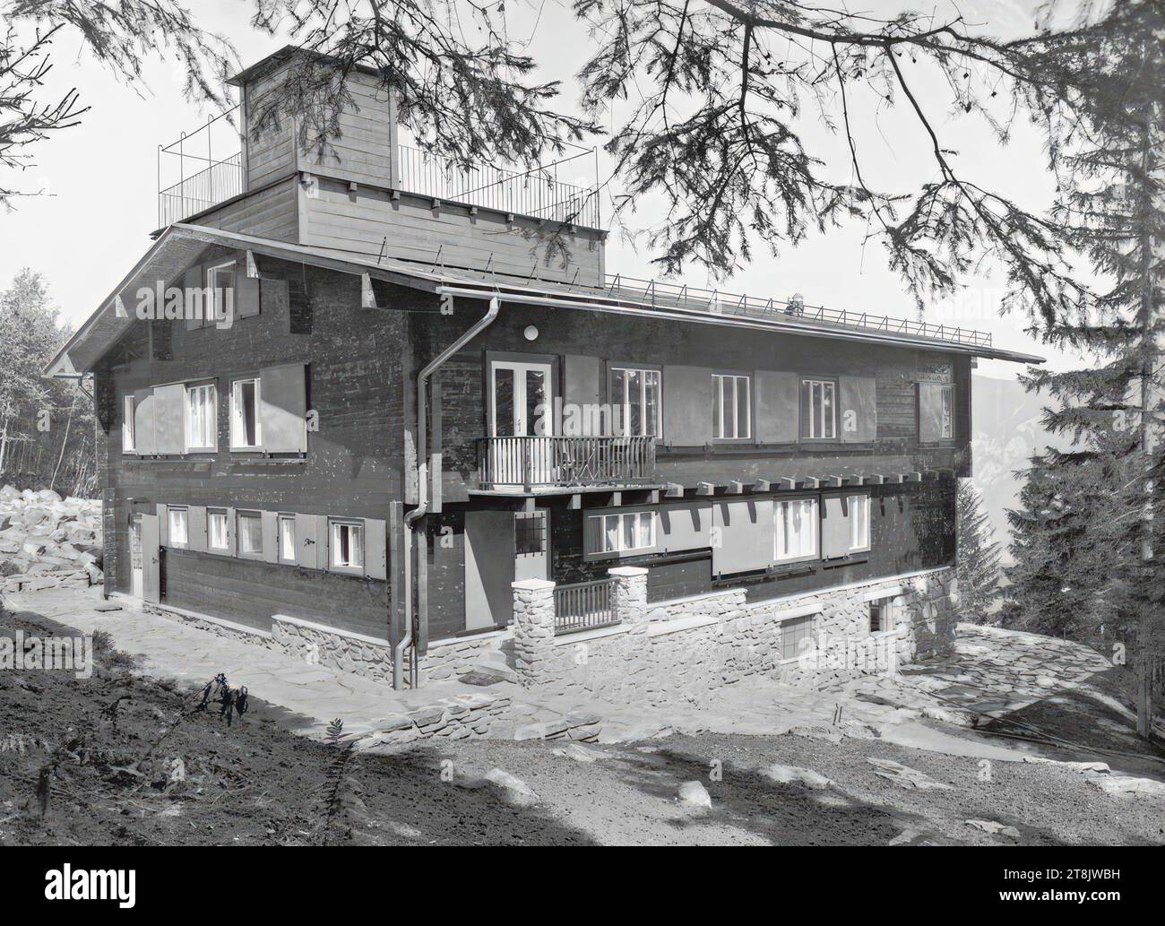 Landhaus Paul Khuner, Kreuzberg 60, Payerbach, Lower Austria, view from the southeast, 1929-1930, negative, glass negative, plate: 18 x 24 cm Stock Photo