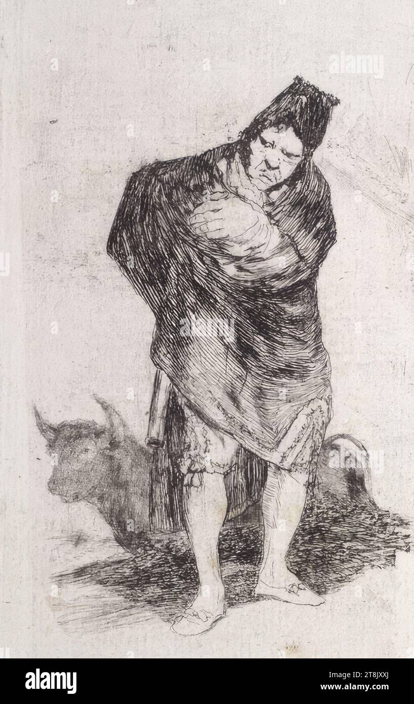An old bullfighter, the man with the neck, Francisco José de Goya y Lucientes, Fuendetodos, Aragón 1746 - 1828 Bordeaux, posthumous, before 1859, print, etching Stock Photo