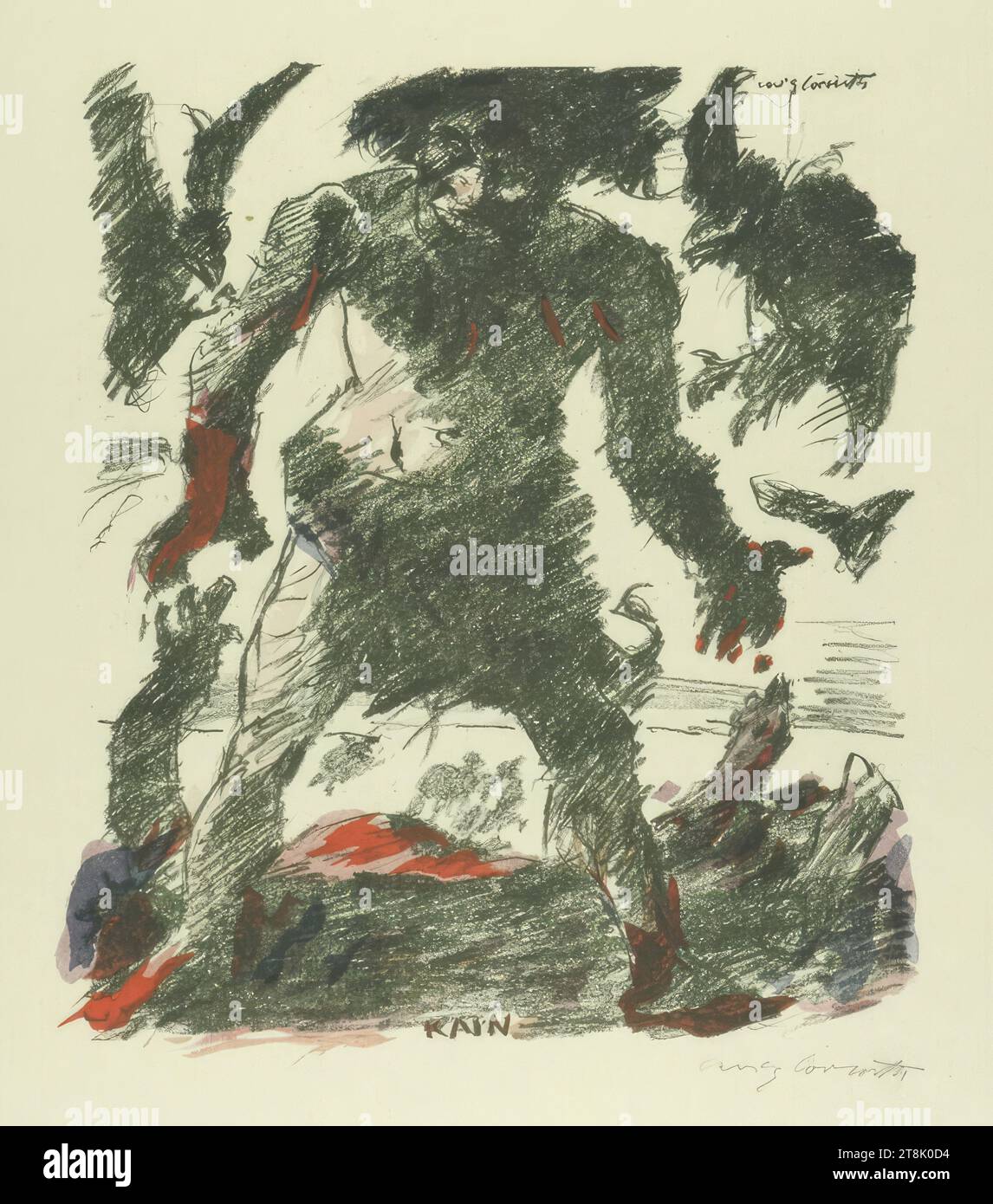 Cain, from: 'War and Art. Original stone drawings of the Berlin Secession' folder 20, Lovis Corinth, Tapiau 1858 - 1925 Zandvoort, 1915 - 1917, prints, lithography Stock Photo