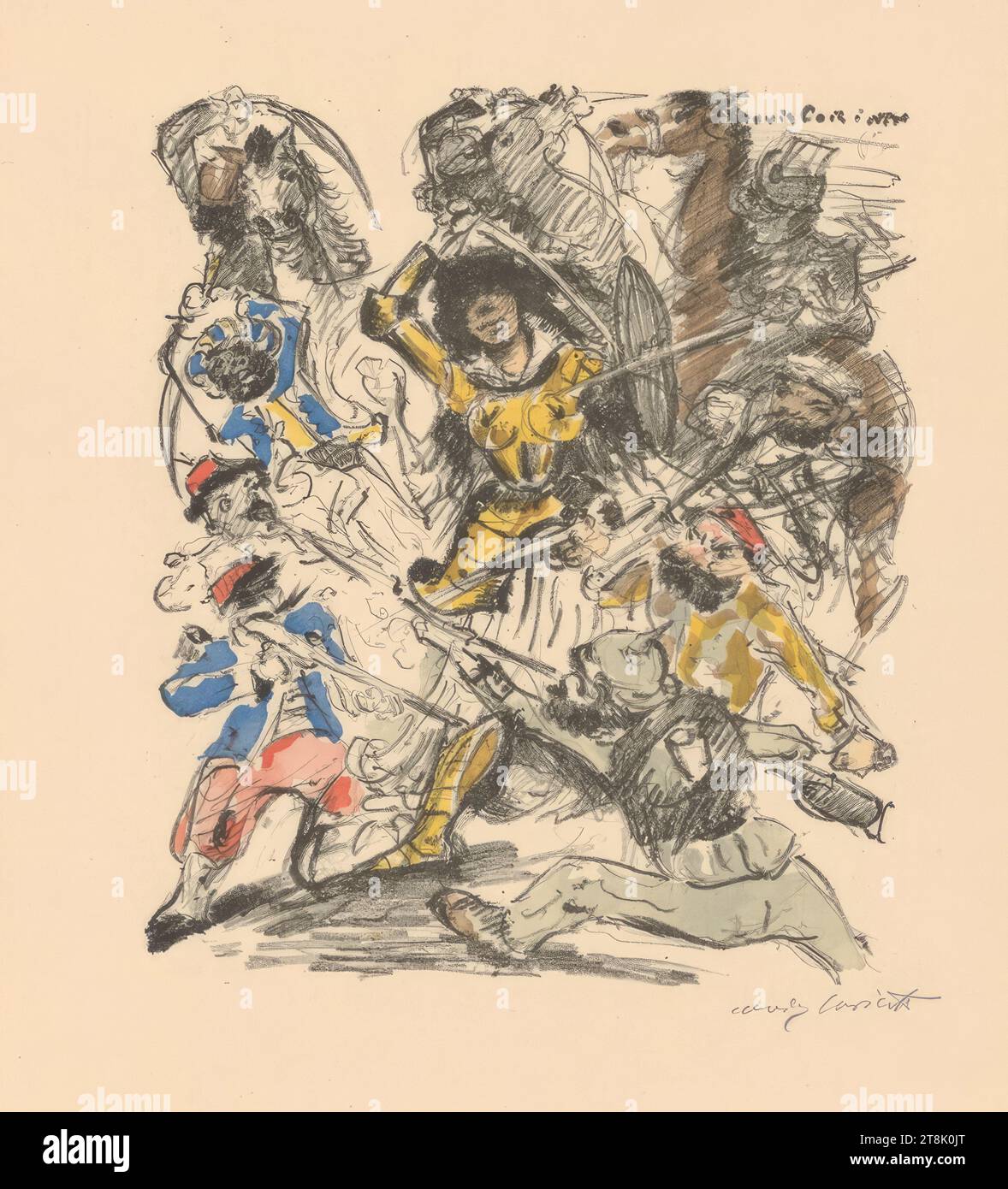 Battle scene, from: 'War and Art. Original stone drawings of the Berlin Secession' folder 16, Lovis Corinth, Tapiau 1858 - 1925 Zandvoort, 1915 - 1917, prints, lithography Stock Photo