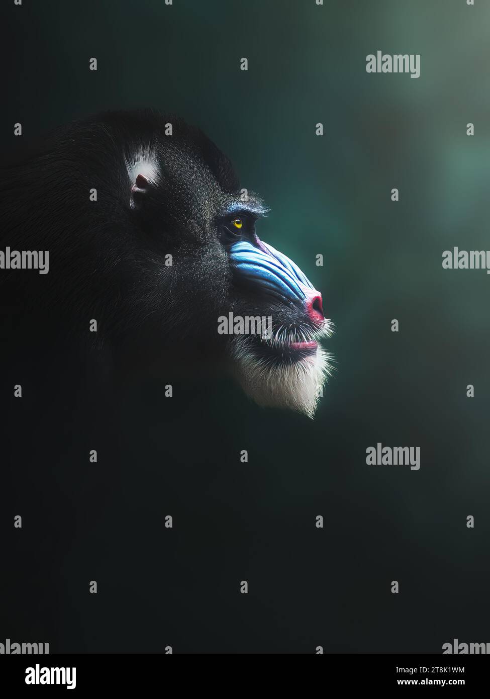 Mandrill Monkey Head (mandrillus sphinx) Stock Photo