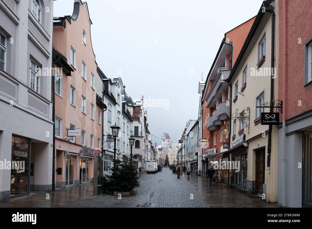 View of the Reichenstrasse Fussen on a cold bleak grey day Stock Photo