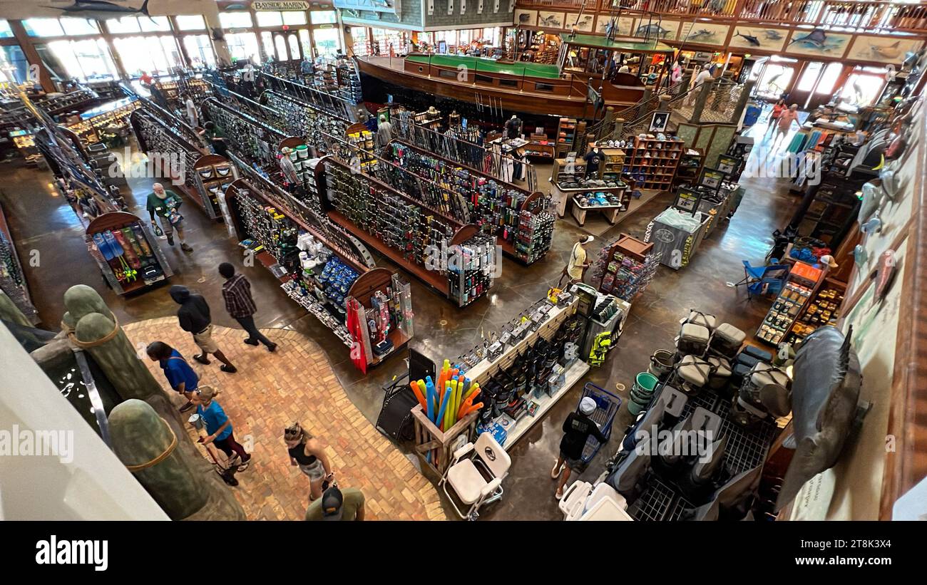Islamorada, FL USA - August 22, 2022: People shopping in a Bass Pro