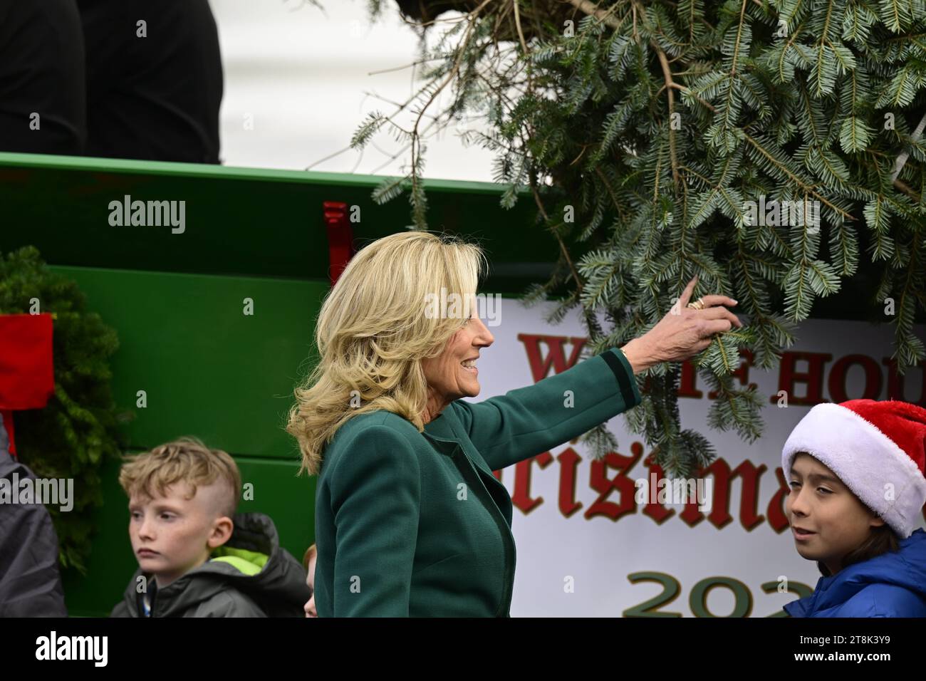 First lady Dr. Jill Biden checks the branches as she receives the(01)