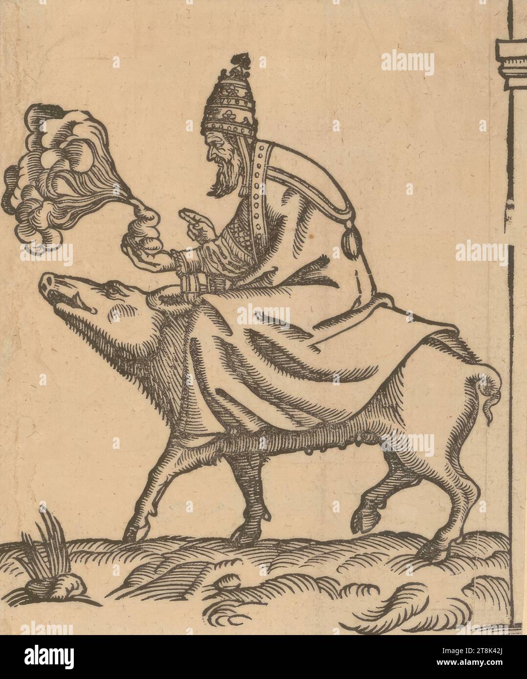 The Pope rides on a sow, The Papacy, Cranach workshop, Wittenberg, ca ...