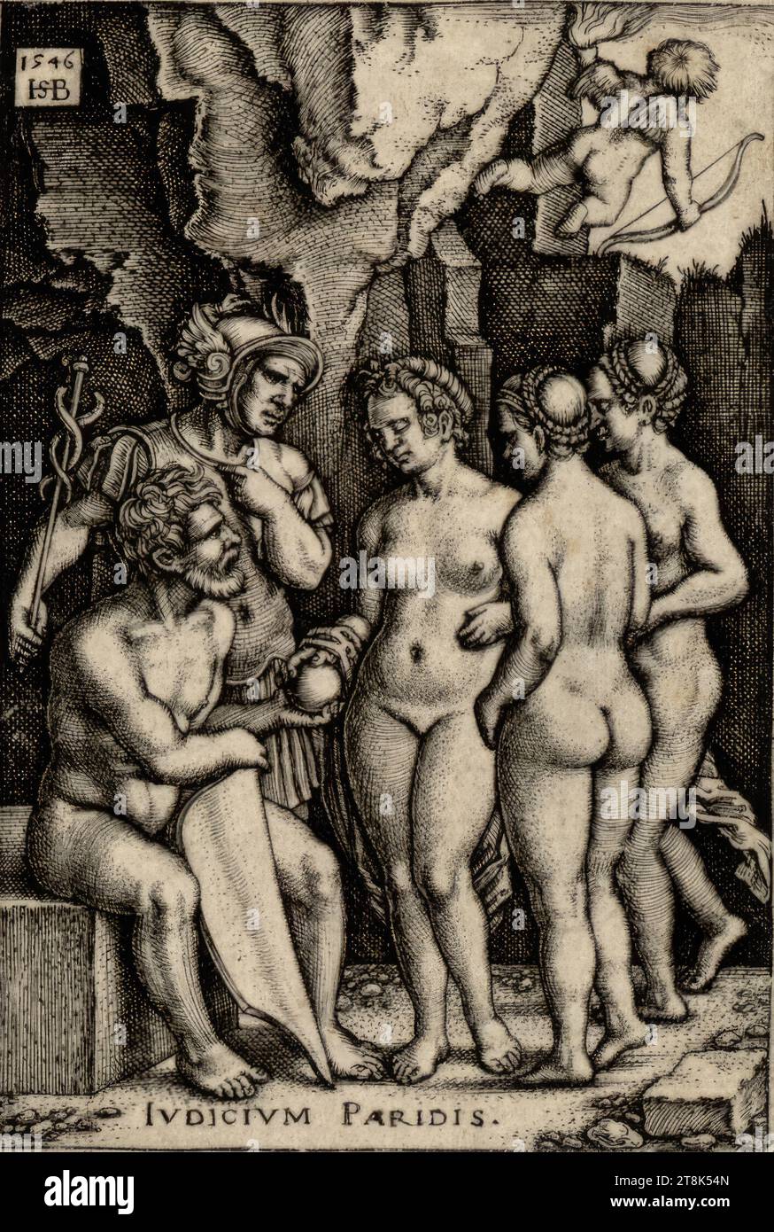 The Judgment of Paris, Sebald Beham, Nuremberg 1500 - 1550 Frankfurt am Main, 1546, print, copperplate engraving Stock Photo