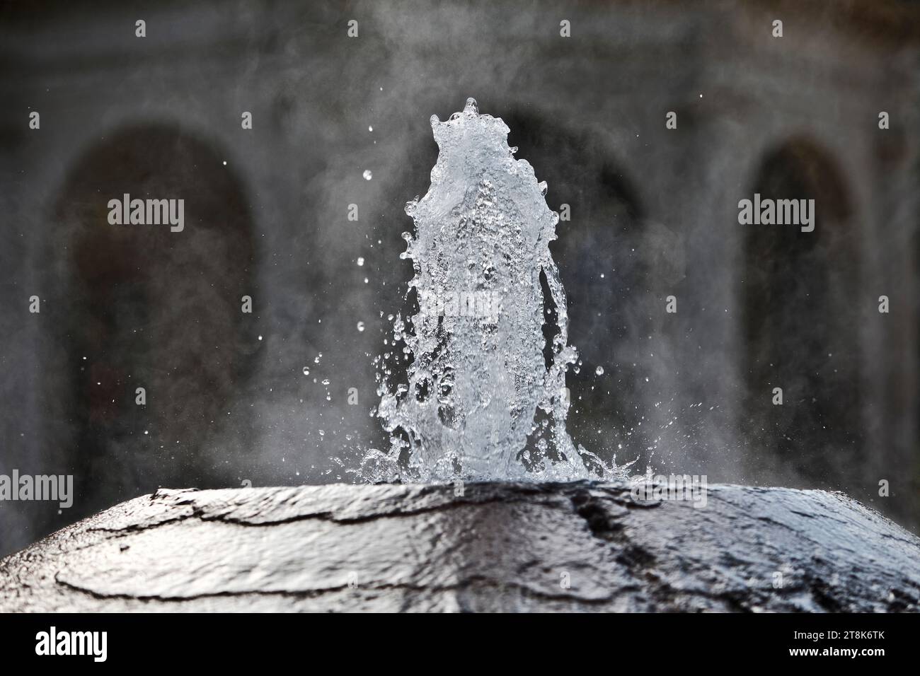 Kochbrunnen, boil fountain, a sodium chloride hot spring, Germany, Hesse, Wiesbaden Stock Photo