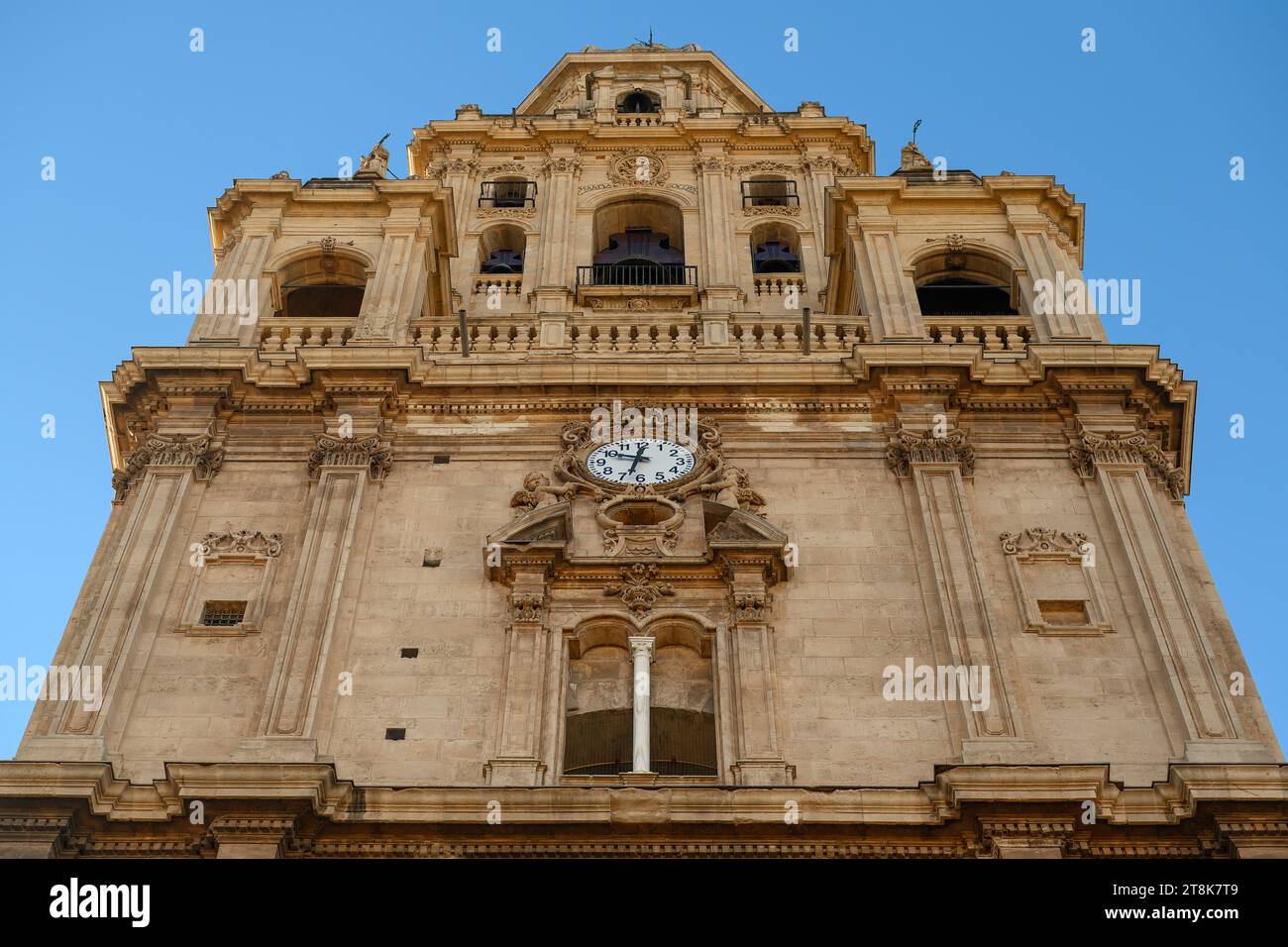 MURCIA, SPAIN, Cathedral tower with clock Stock Photo
