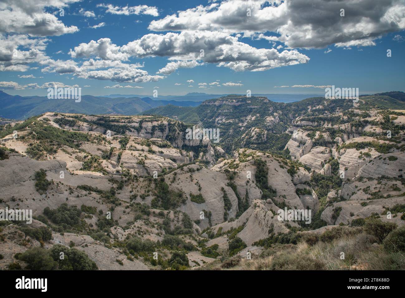 Conglomerate rocks in the Serra Curta de Fenarals , Spain, Katalonia, Pyrenees, Solsona Stock Photo