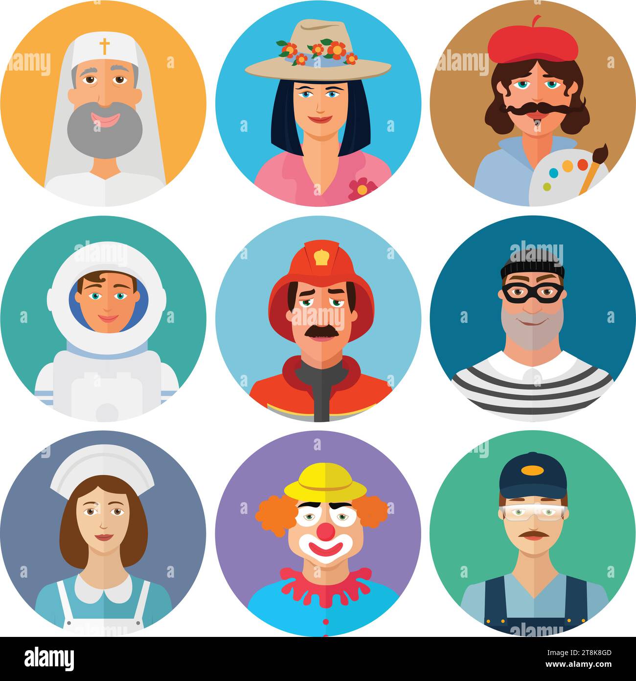 Professions character Vector Flat Icons isolated Stock Vector Image ...
