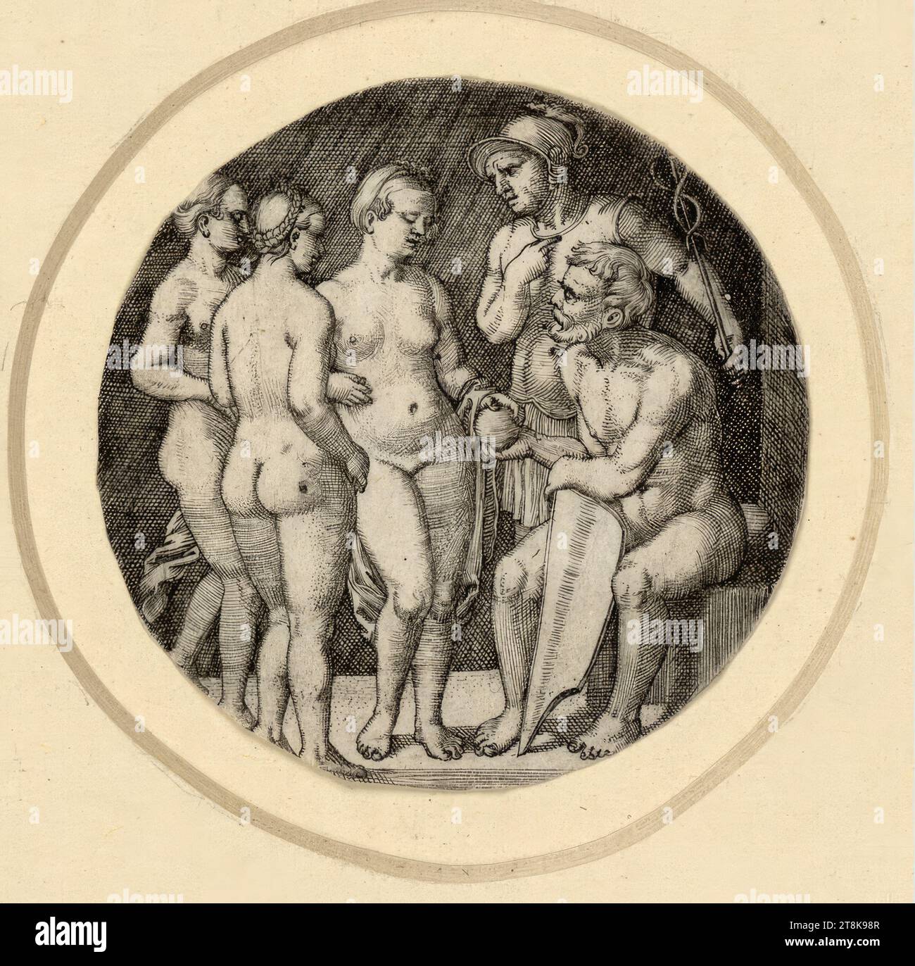 Judgment of Paris, Barthel Beham, Nuremberg 1502 - 1540 Bologna, 1525, print, copperplate engraving Stock Photo