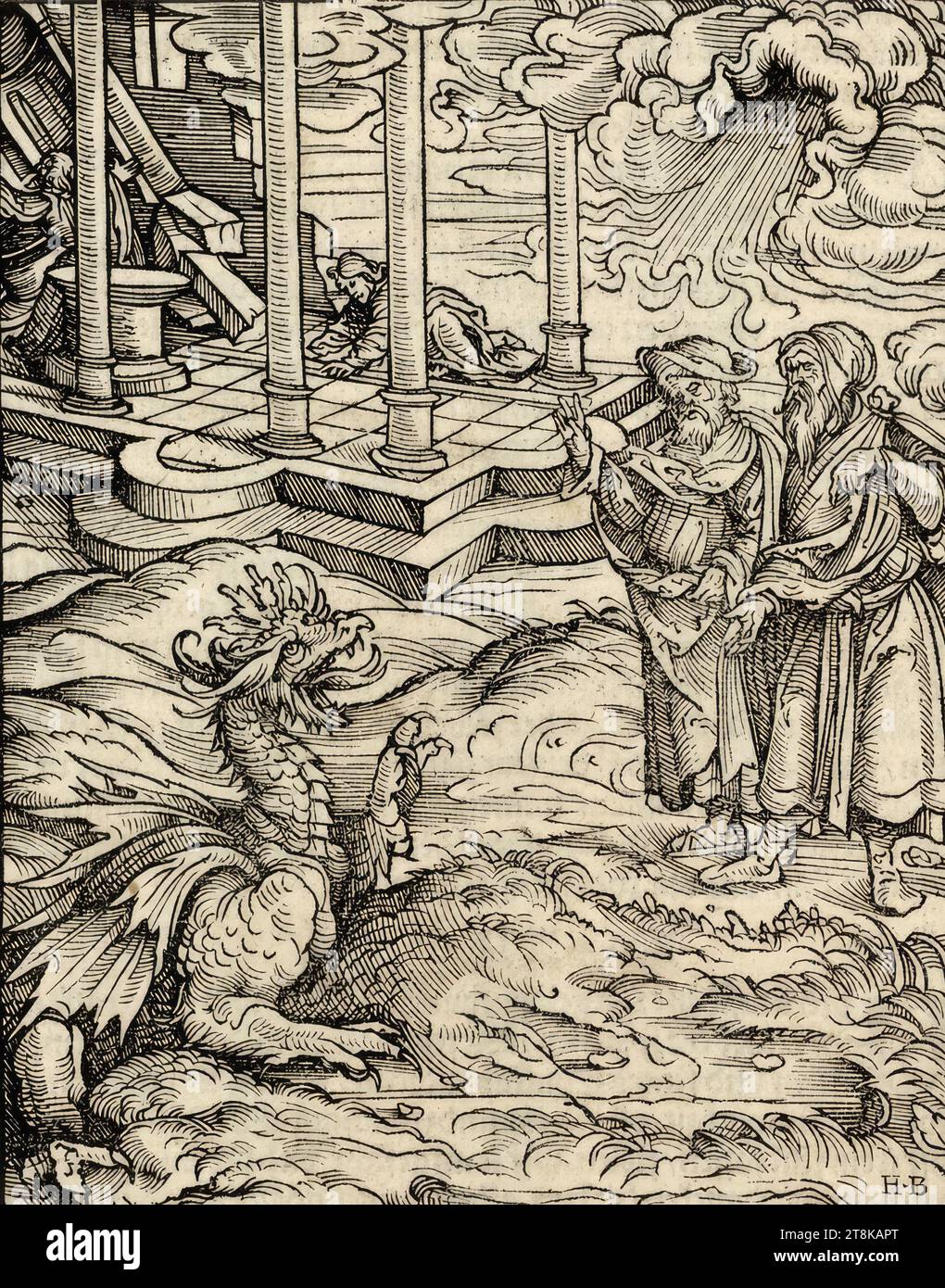 John measures the temple of God, illustrations of the apocalypse for Silvan Otmar's Augsburg edition of the Luther Bible, 1523, Hans Burgkmair the Elder. Ä., Augsburg 1473 - 1531 Augsburg, 1523, print, woodcut, plate: 16.4 x 13 cm Stock Photo