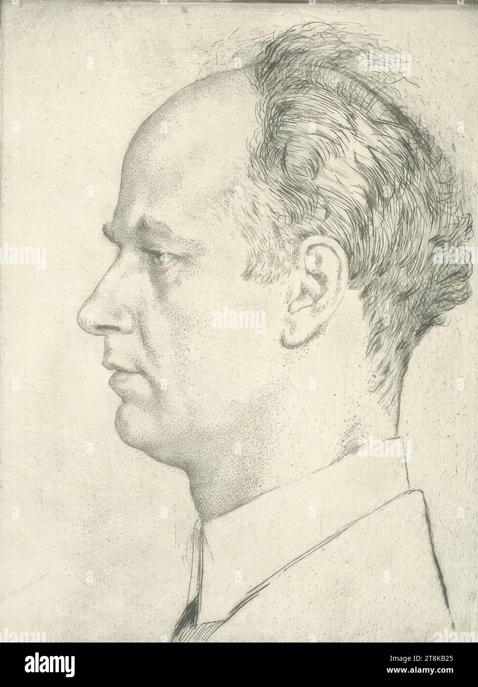 Wilhelm Furtwängler, Emil Orlik, Prague 1870 - 1932 Berlin, approx. 1910 - 1920, prints, etching; Roulette; drypoint; Japanese paper, plate: 23.9 cm x 18.0 cm, l.l. 'Pr.', Pencil Stock Photo