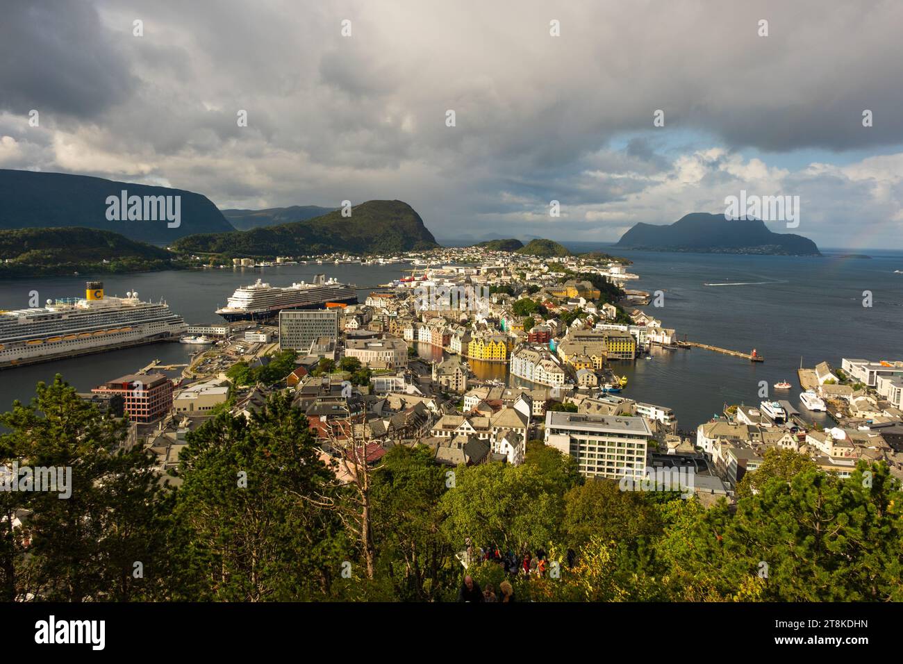 ALESUND, NORWAY - September 12 2023: Alesund is a sea port and is noted for its Art Nouveau architecture, and with close proximity to the fjords, Ales Stock Photo