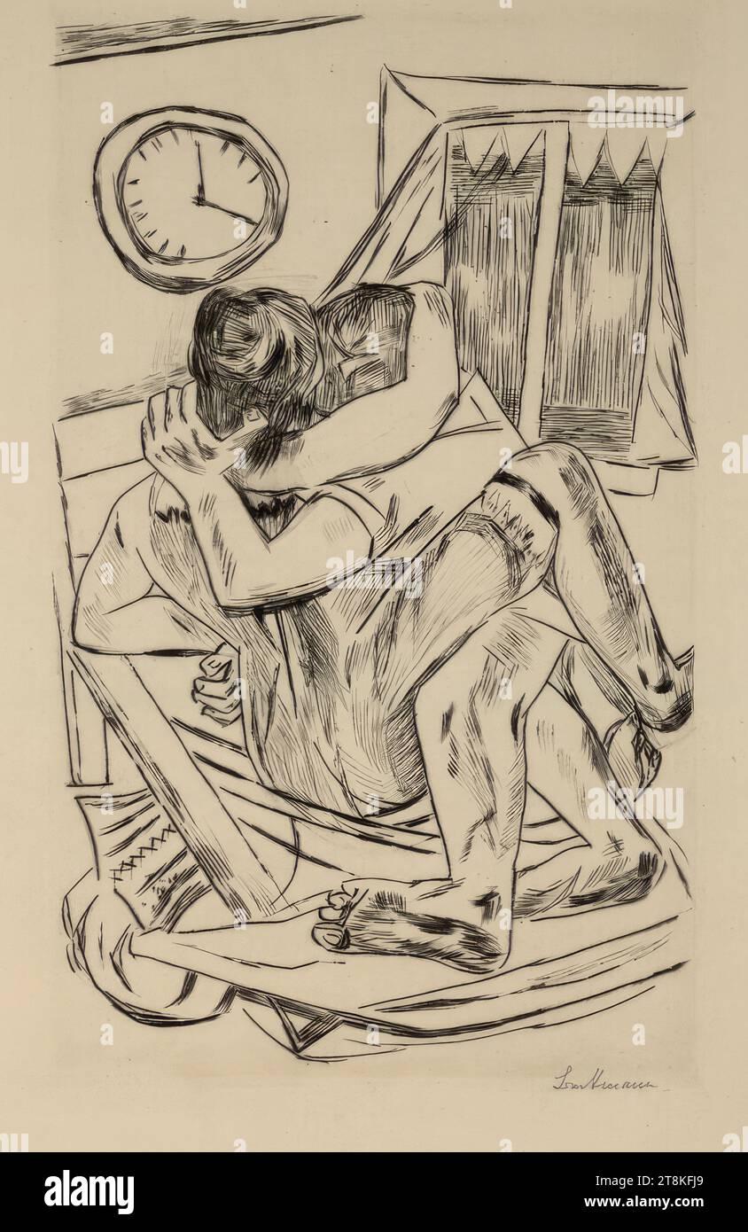 Hug, Max Beckmann, Leipzig 1884 - 1950 New York, 1922, print, drypoint, sheet: 530 mm x 375 mm Stock Photo