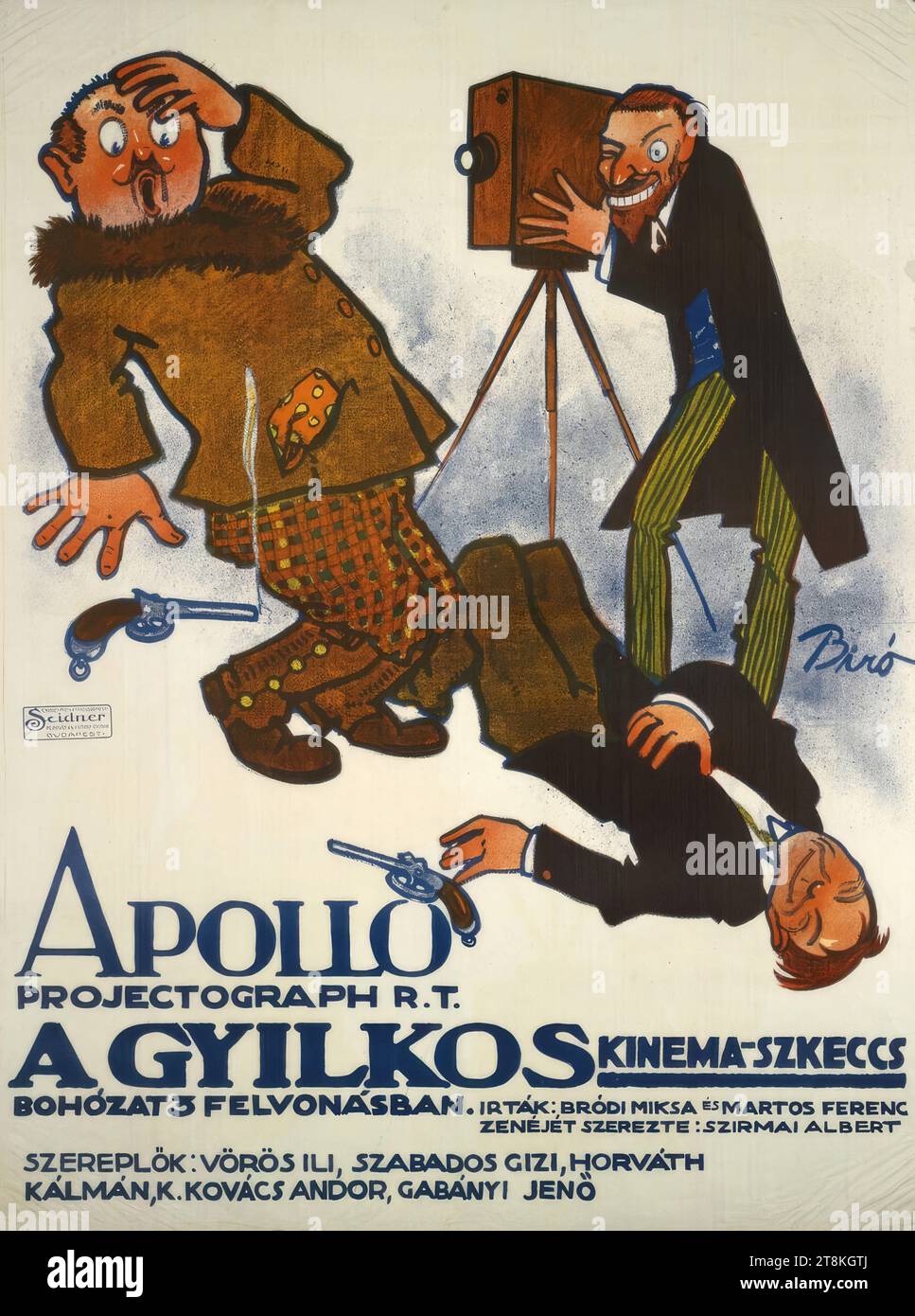 A GYILKOS. Kinema-Szkeccs - Apollo Projektograph Rt., Mihály Biró, Budapest 1886 - 1948 Budapest, 1913, print, color lithograph, sheet: 1260 mm x 950 mm Stock Photo