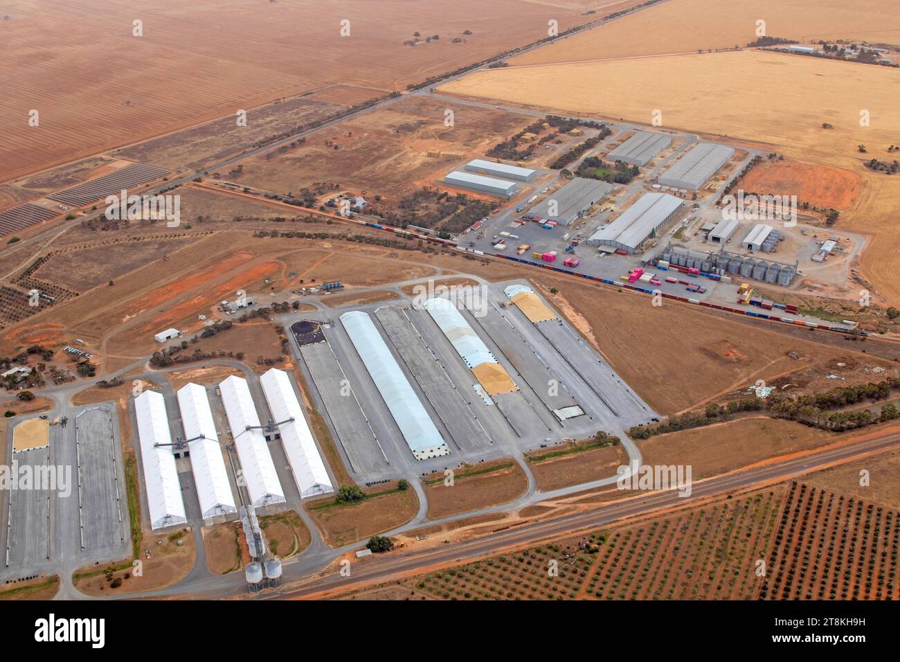 Grain storage centre at Bowman, South Australia Stock Photo