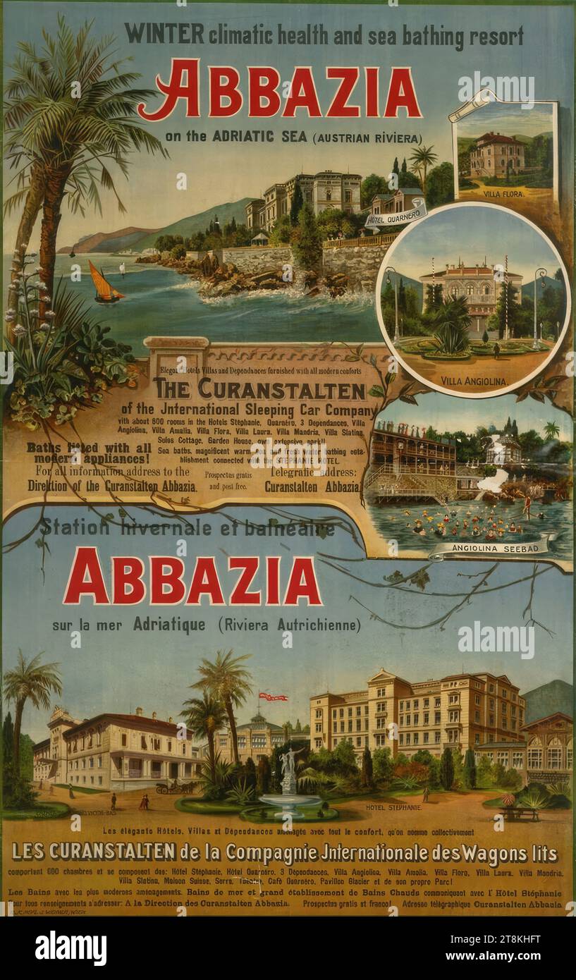 WINTER climatic health and sea bathing resort ABBAZIA, Anonymous, around 1900, print, color lithograph, sheet: 1100 mm x 705 mm Stock Photo