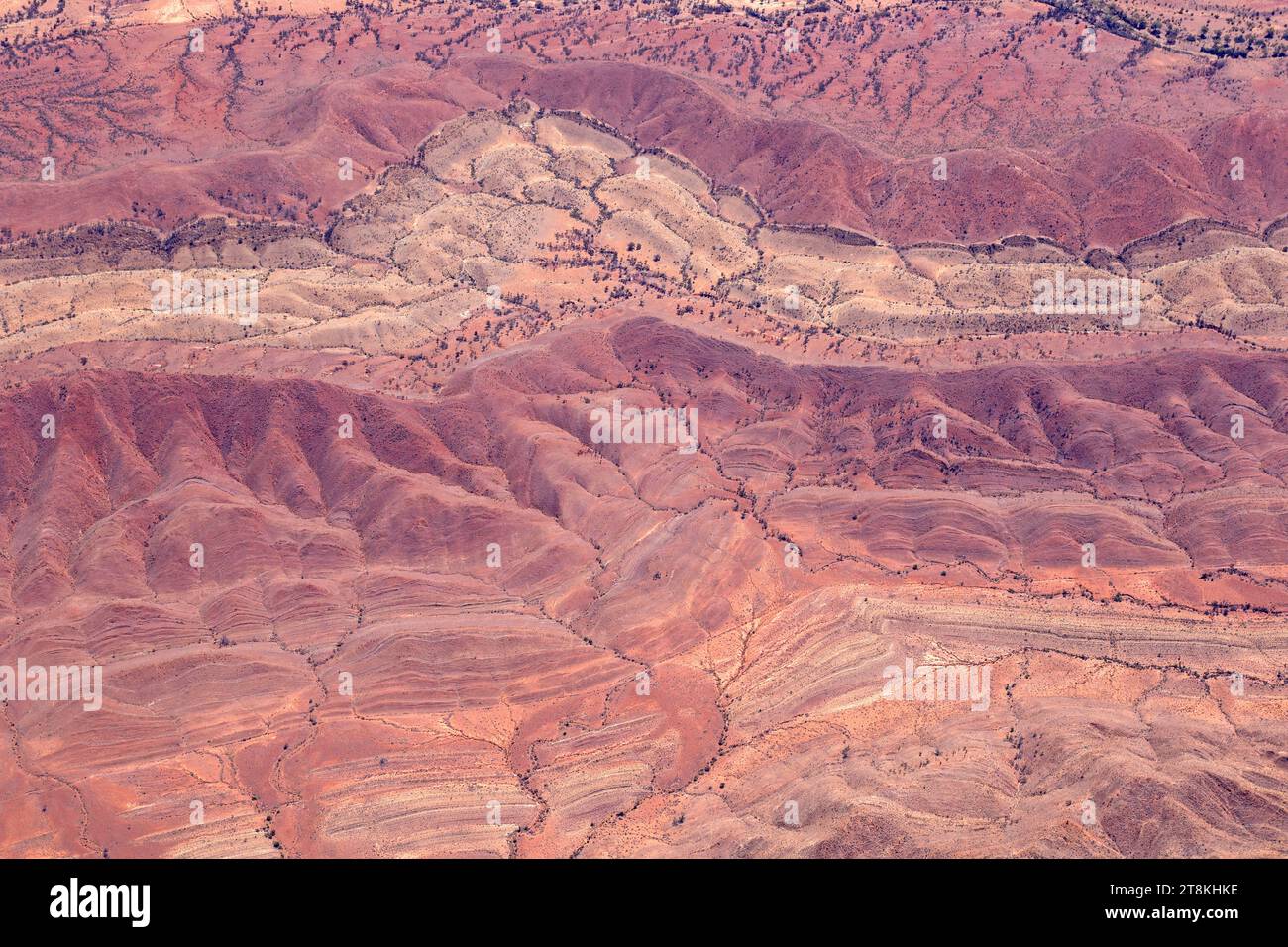 The outback patterns of the Flinders Ranges from the air Stock Photo