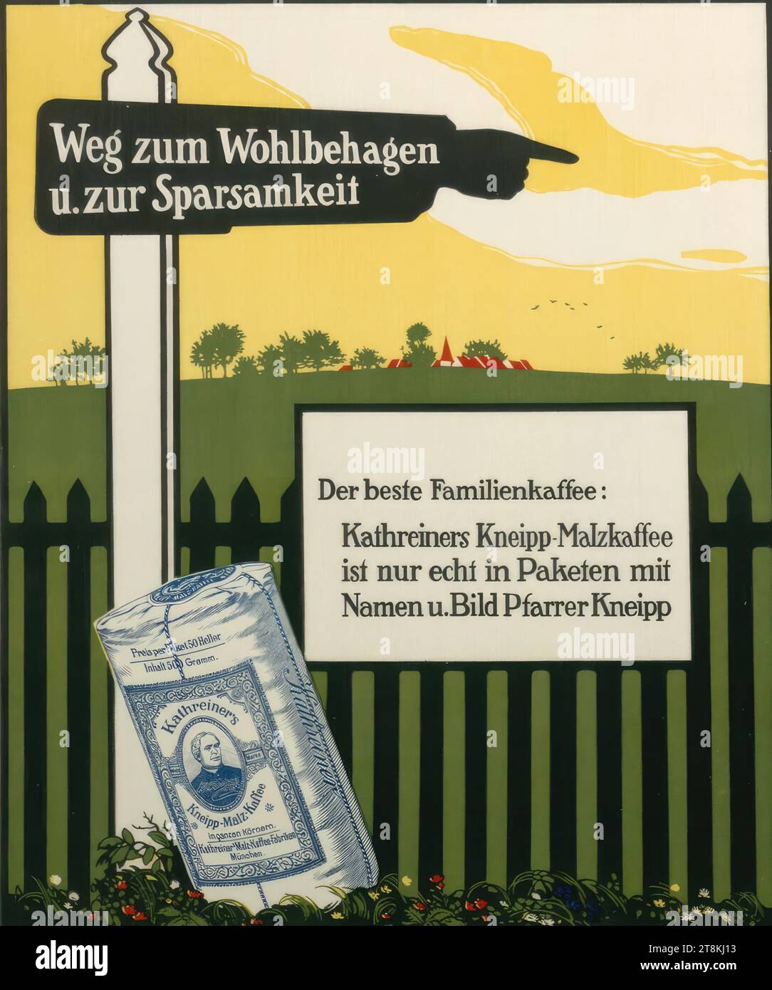 path to well-being; Kathreiner's Kneipp malt coffee, Anonymous, around 1900, print, color lithograph, sheet: 530 mm x 450 mm Stock Photo