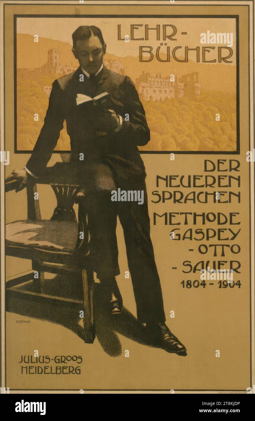 TEXT BOOKS OF NEWER LANGUAGES; JULIUS GROOS, HEIDELBERG, Rudolf Gönner, Neustadt, Baden, 1872 - 1926 Munich, around 1910, print, color lithograph, sheet: 720 mm x 480 mm Stock Photo