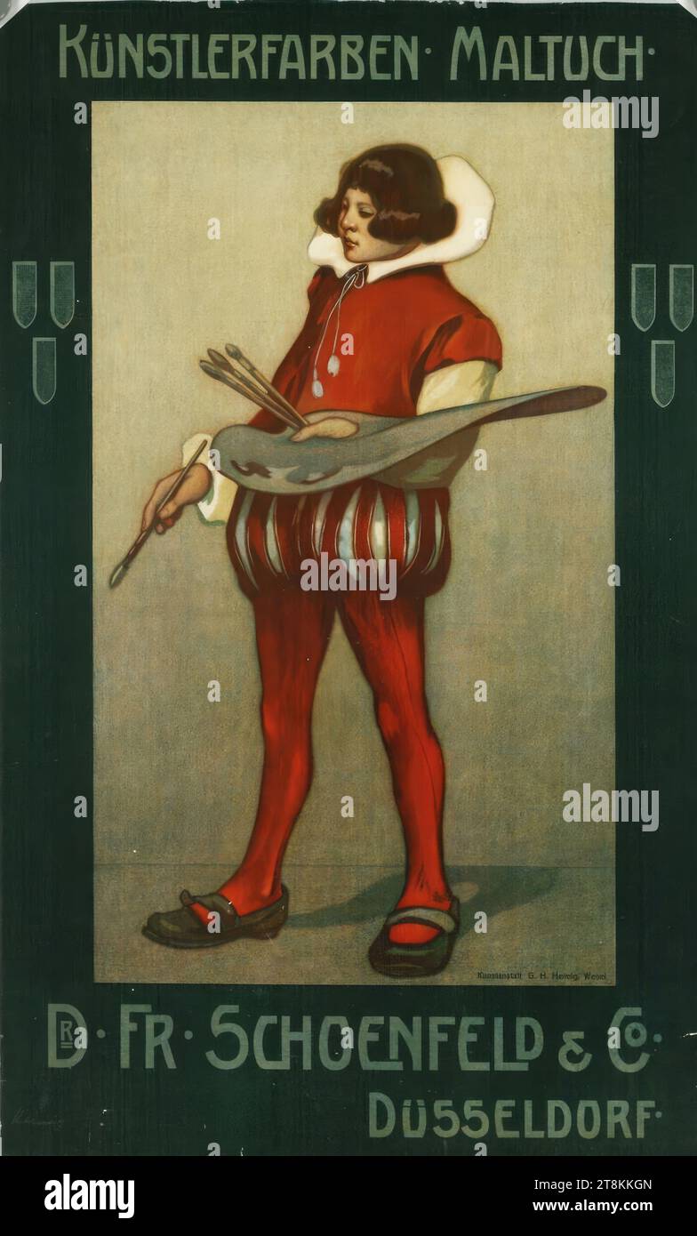 ARTIST'S PAINTS, PAINTING CLOTH; DR. FR. SCHOENFELD & CO.; DÜSSELDORF, Anonymous, around 1900, print, color lithograph, sheet: 810 mm x 505 mm Stock Photo