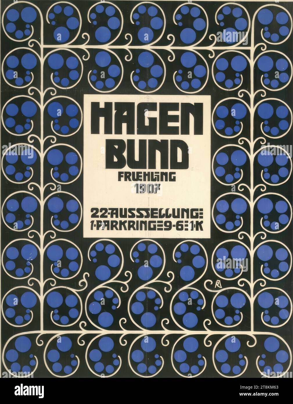 HAGENBUND; SPRING 1907; 22nd EXHIBITION, Rudolf Junk, Vienna 1880 - 1943 Rekawinkel, 1907, print, color lithograph, sheet: 800 mm x 625 mm, Austria Stock Photo
