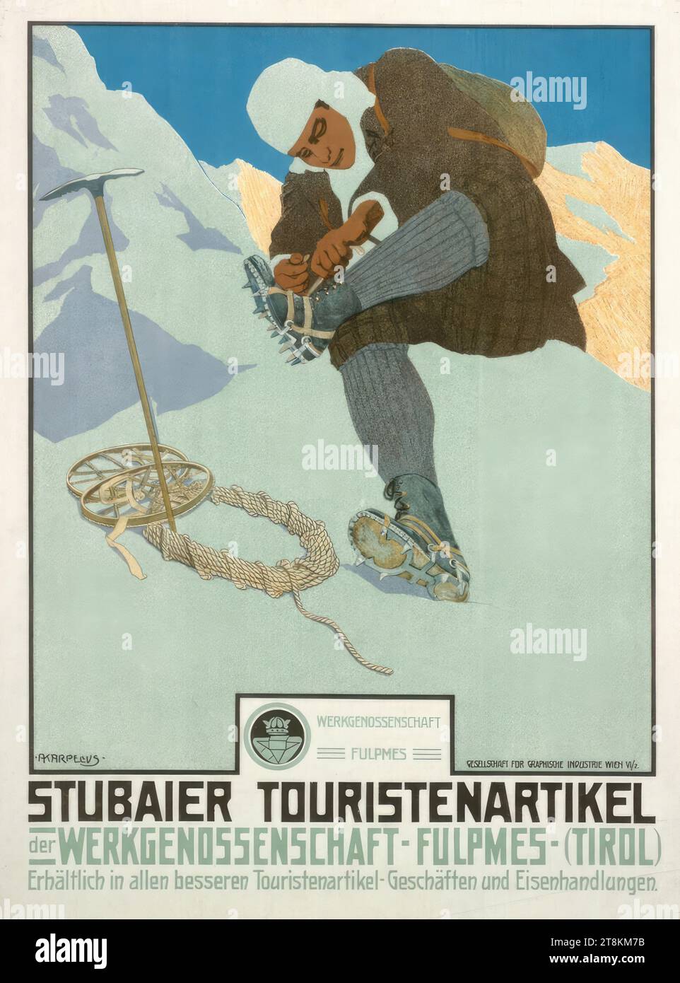 STUBAI TOURIST ARTICLES FROM THE FULPMES COOPERATIVE, TYROL, Adolf Karpellus, Austria, 1869 - 1919, around 1910, print, color lithograph, sheet: 645 mm x 485 mm Stock Photo