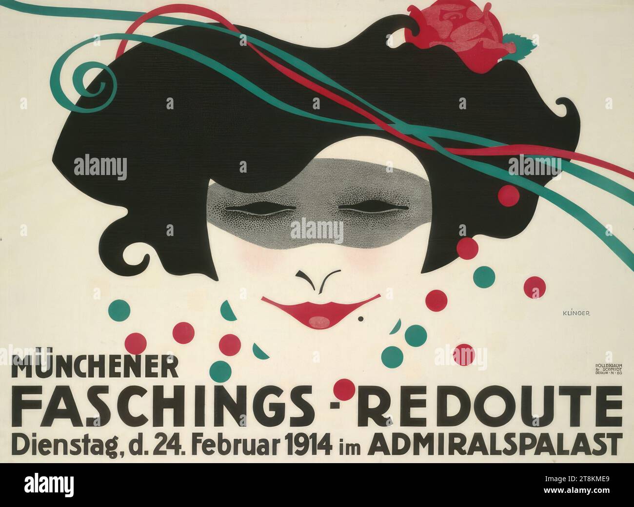 MUNICH CARNIVAL REDOUTE; 1914; IN THE ADMIRAL PALACE, Julius Klinger, Vienna 1876 - 1942, Deported to Minsk, 1914, print, color lithograph, sheet: 700 mm x 950 mm, Austria Stock Photo