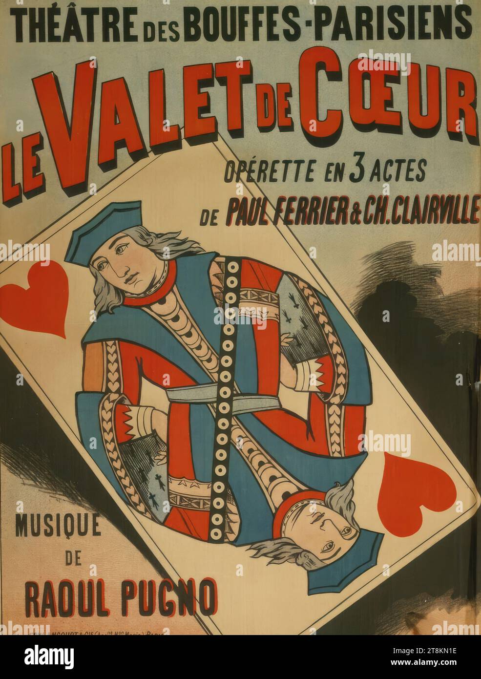 THÉÂTRE DES BOUFFES-PARISIENS; LE VALET DE COEUR; MUSIQUE DE RAOUL PUGNO, Anonymous, around 1900, print, color lithograph, sheet: 810 mm x 620 mm Stock Photo