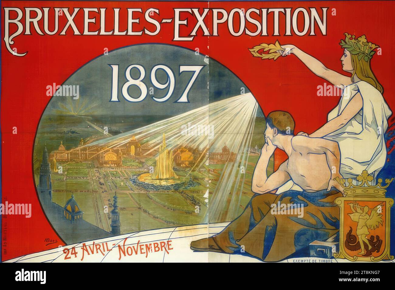BRUXELLES EXPOSITION 1897, Henri Baes, Brussels 1850 - 1920 Brussels, 1897, print, color lithograph, sheet: 1100 mm x 1570 mm Stock Photo
