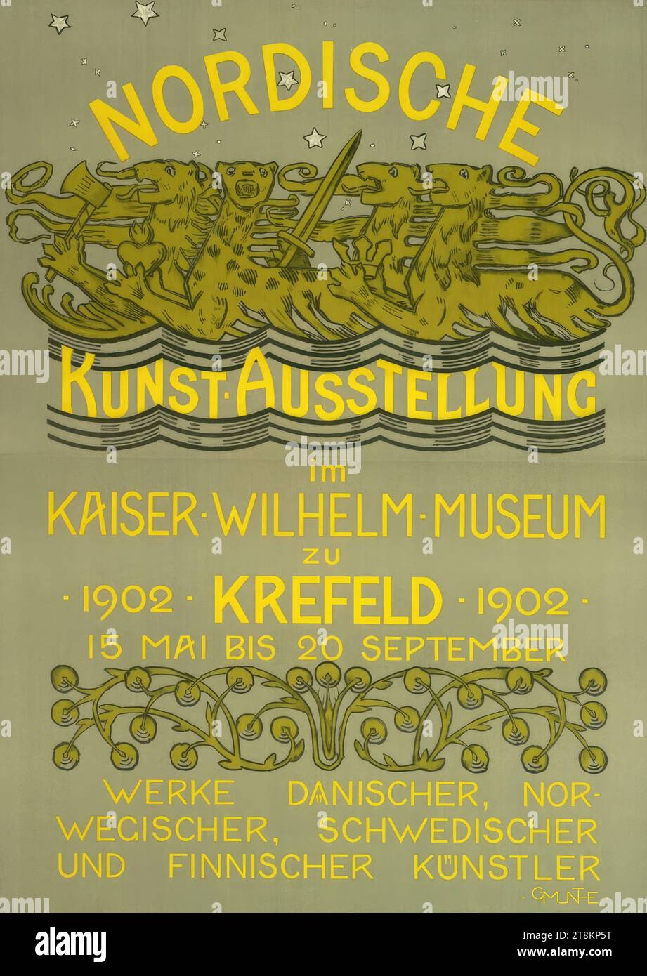 NORDIC ART EXHIBITION in the KAISER WILHELM MUSEUM; 1902, KREFELD, Gerhard M. Munthe, Düsseldorf 1875 - 1927 Leiden, 1902, print, color lithograph, sheet: 1220 mm x 890 mm Stock Photo