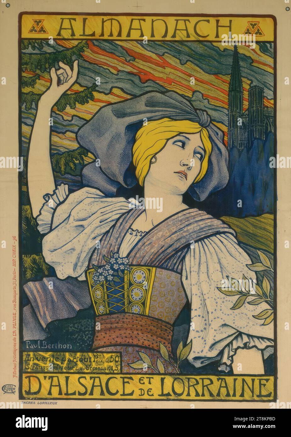 ALMANACH D'ALSACE ET DE LORRAINE, Paul Berthon, France, 1872 - 1909, 1896, print, color lithograph, sheet: 630 mm x 440 mm Stock Photo