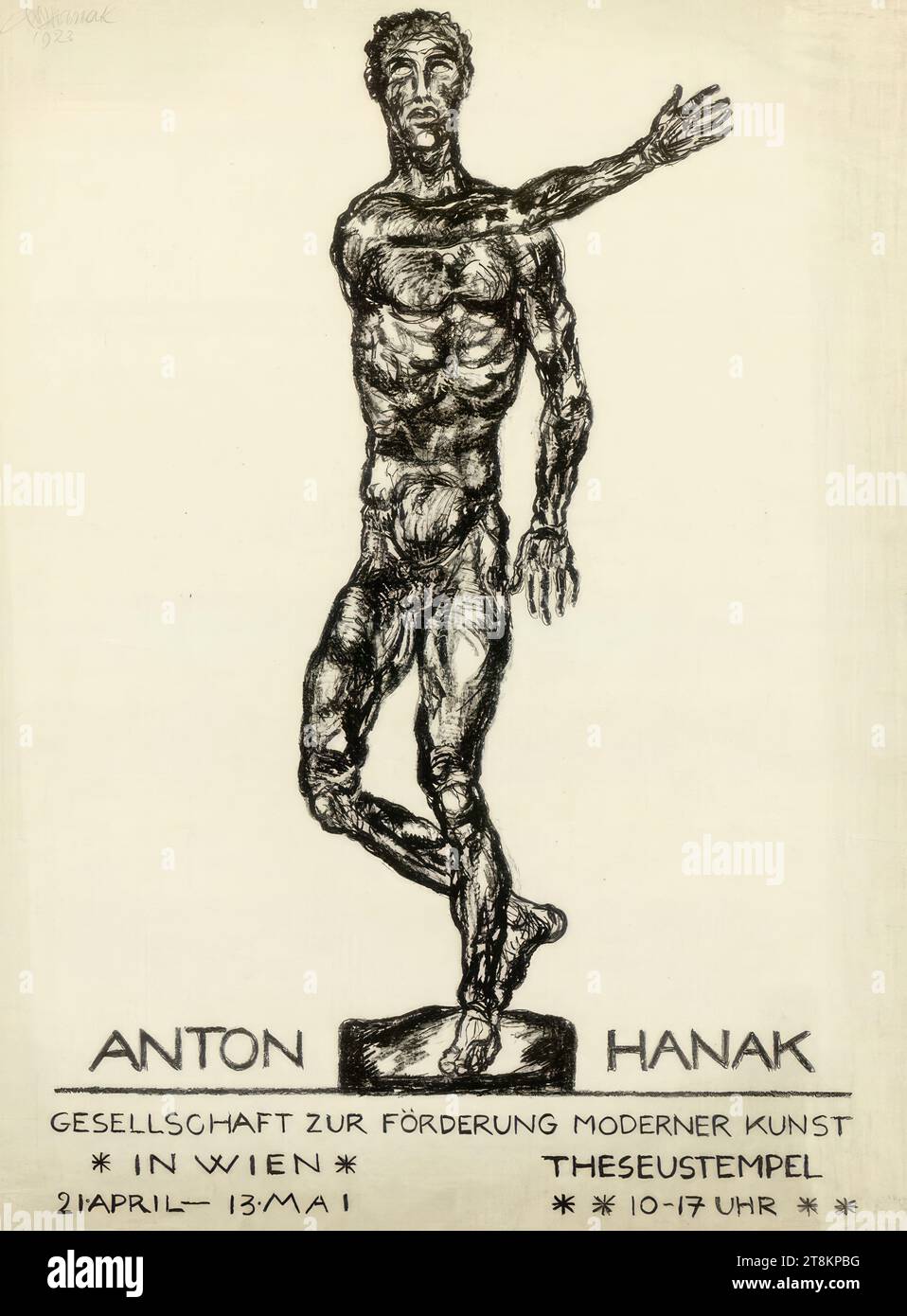 ANTON HANAK; VIENNA THESEUS STAMP, Anton Hanak, Brünn 1875 - 1934 Vienna, 1923, print, lithograph, sheet: 530 mm x 475 mm, Austria Stock Photo
