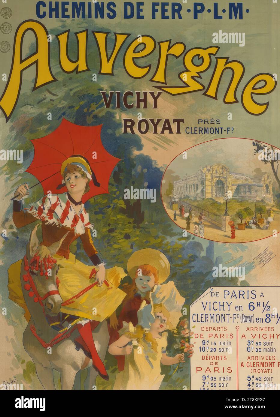 CHEMINS DE FER P.L.M.; Auvergne, Jules Chéret, Paris 1836 - 1932 Nice, 1892, print, color lithograph, sheet: 1055 mm x 785 mm, l.o. three stamps Stock Photo