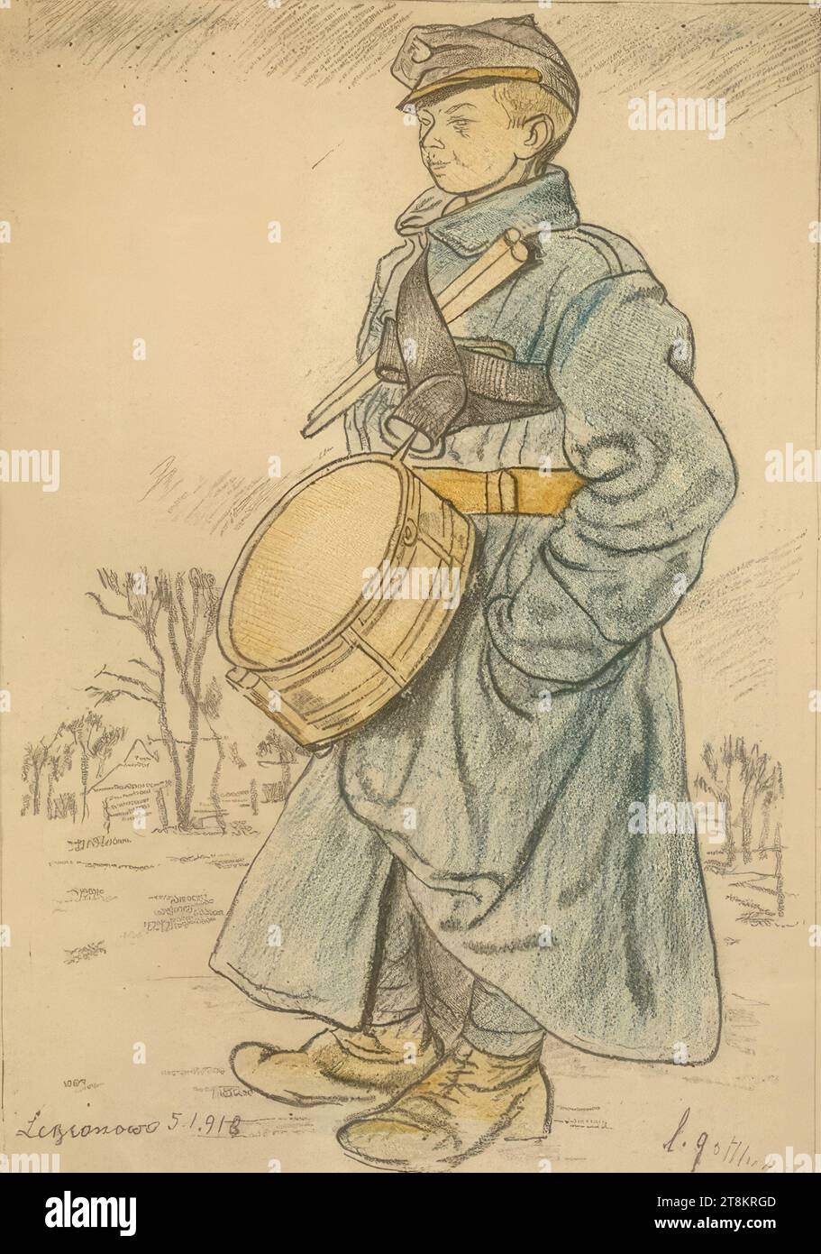 Legionowo - Tambour from the First World War, Leopold Gottlieb, Drohobycz 1879 - 1934 Paris, 1918, print, color lithograph, sheet: 44.8 x 31.4 cm, l.l. 'Legionowo Stock Photo