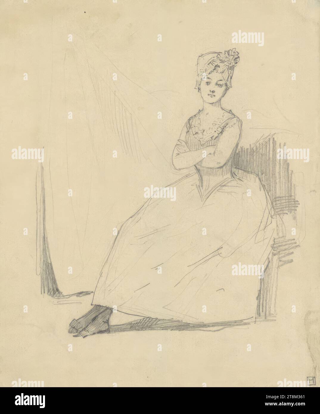 Sitting girl in rococo toilet, Hagengesellschaft, Sigmund Walter Hampel ...