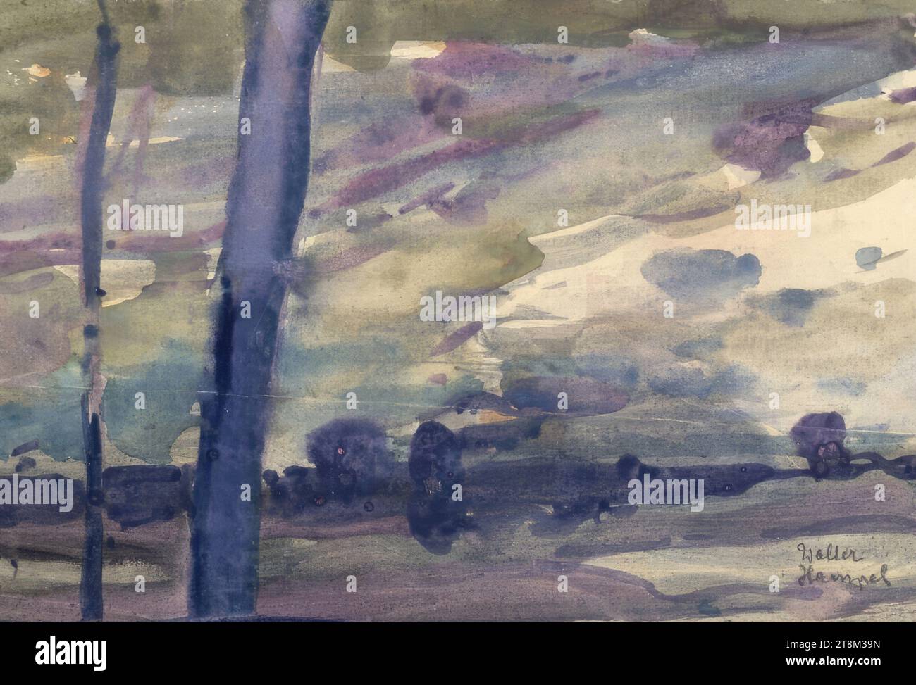 Landscape sketch in blue, violet and gray, Hagengesellschaft, Sigmund ...