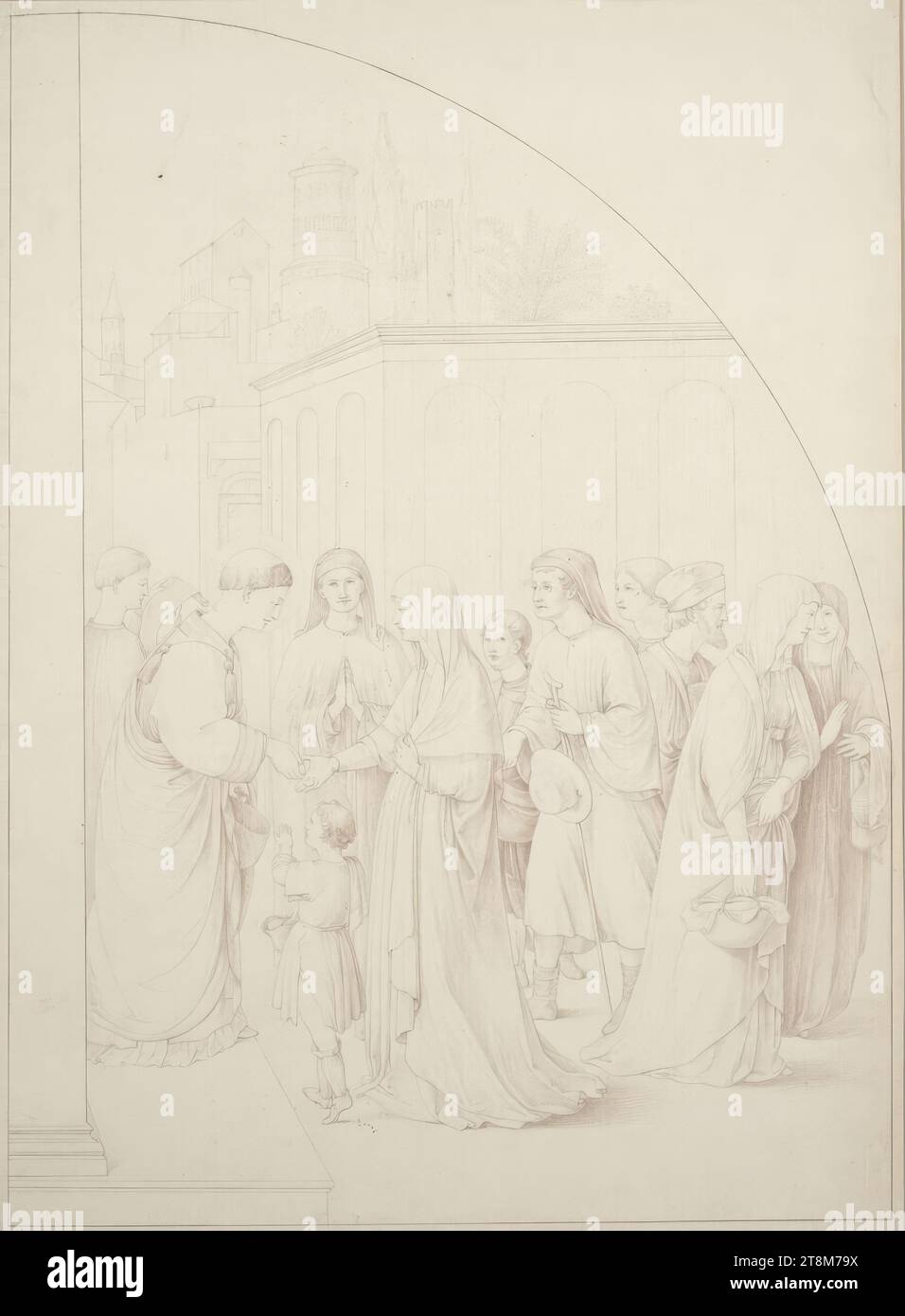 From the life of Saint Stephen, Leopold Kupelwieser (Markt Piesting 1796 - 1862 Vienna), drawing, brown ink, pen, according to Cahier: Passepartout: 42.2 x 30.9 cm Stock Photo