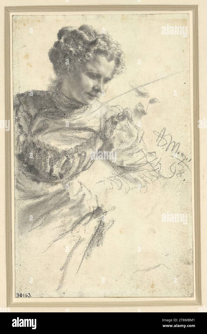 Lady leaning forward slightly, Adolf Friedrich Erdmann Menzel (Breslau 1815 - 1905 Berlin), 1898, drawing, pencil, wiped, 20.9 x 13 cm Stock Photo